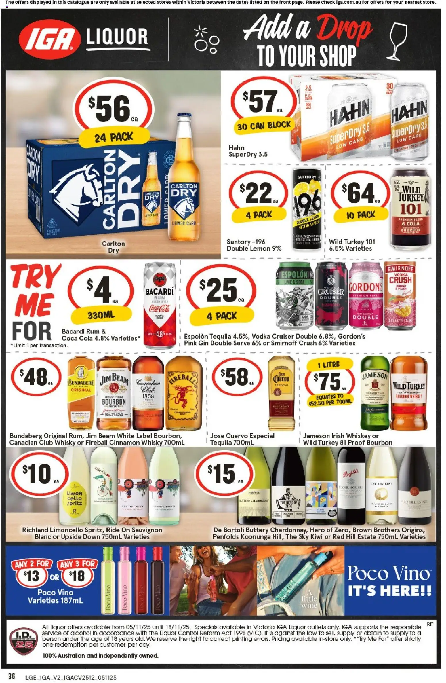 IGA catalogue - valid from 05.11.2025 | Page: 2 | Products: Wine, Coca Cola, Lemon, Lime