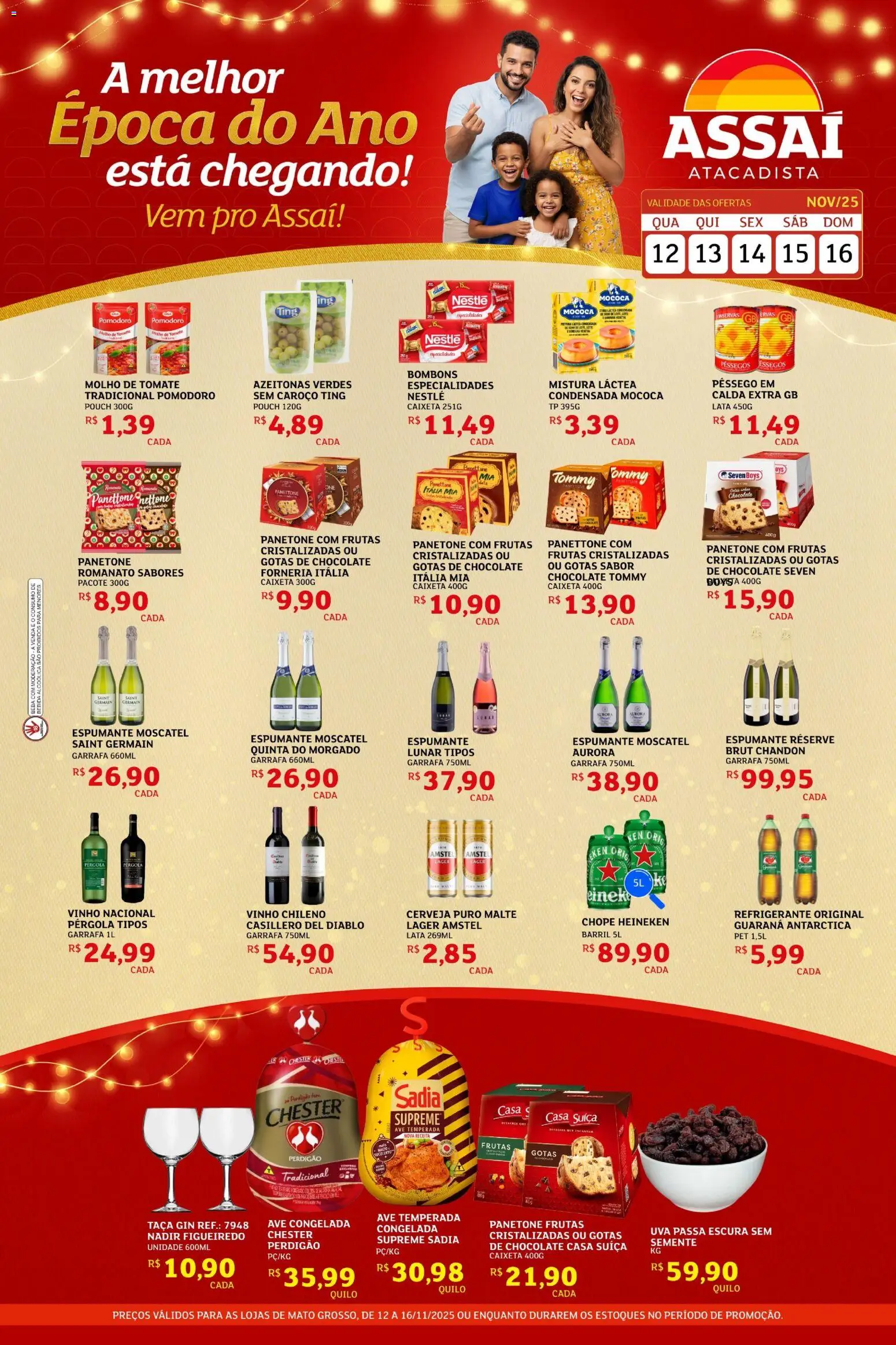 Assaí Atacadista Folheto - válido de 12.11.2025 | Página: 1 | Produtos: Pêssego, Azeitonas, Vinho, Bebida