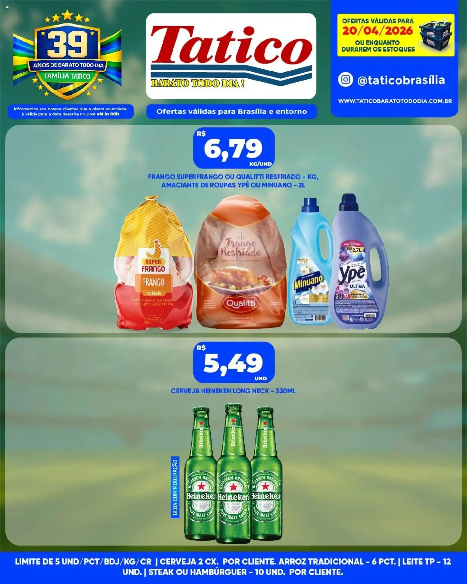 Tatico Folheto - válido de 20.04.2026 | Página: 5 | Produtos: Leite, Arroz, Hambúrguer, Frango