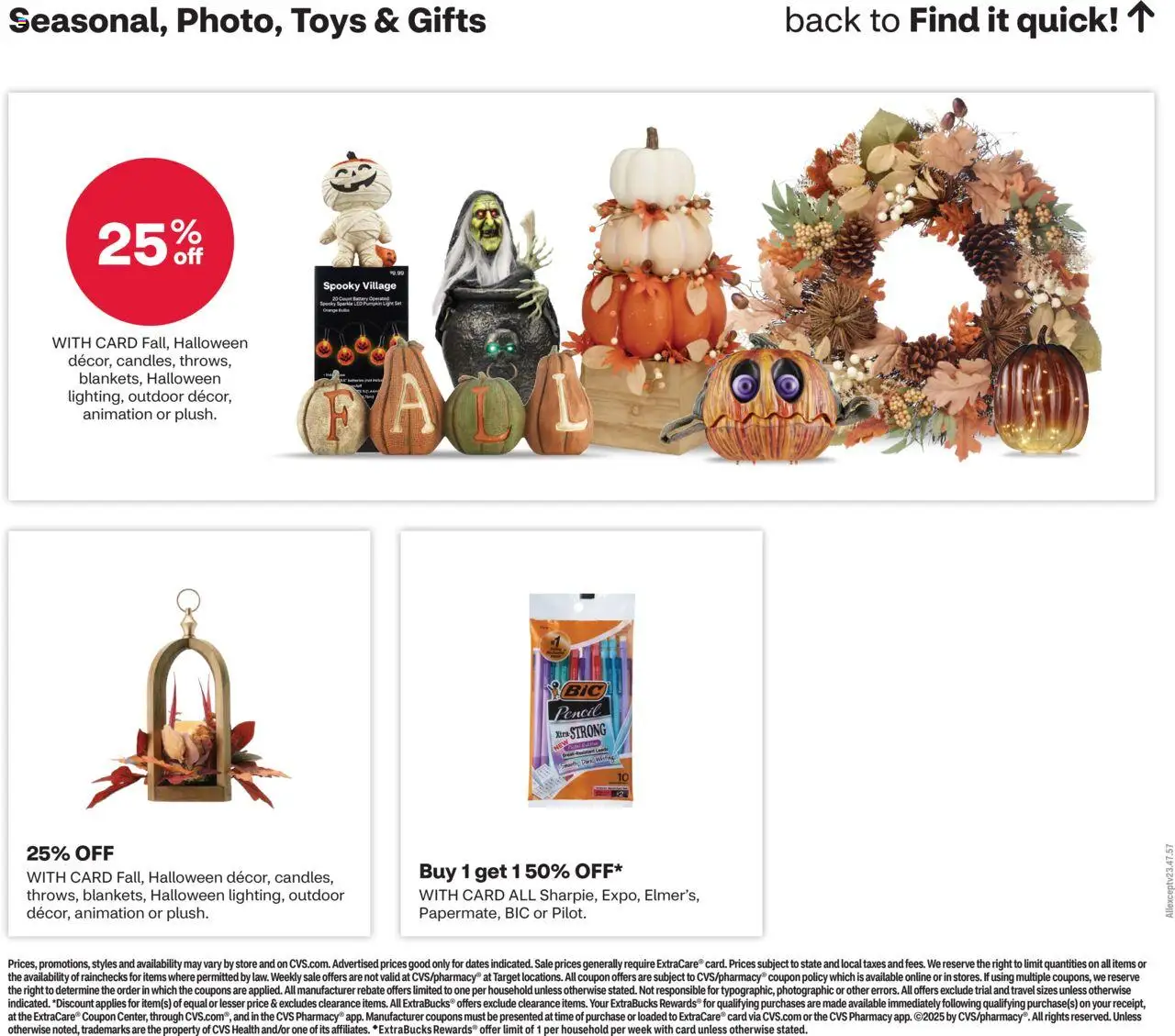 CVS Pharmacy Weekly Ad  - valid from 31.08.2025 | Page: 20 | Products: Pencil, Battery, Pumpkin