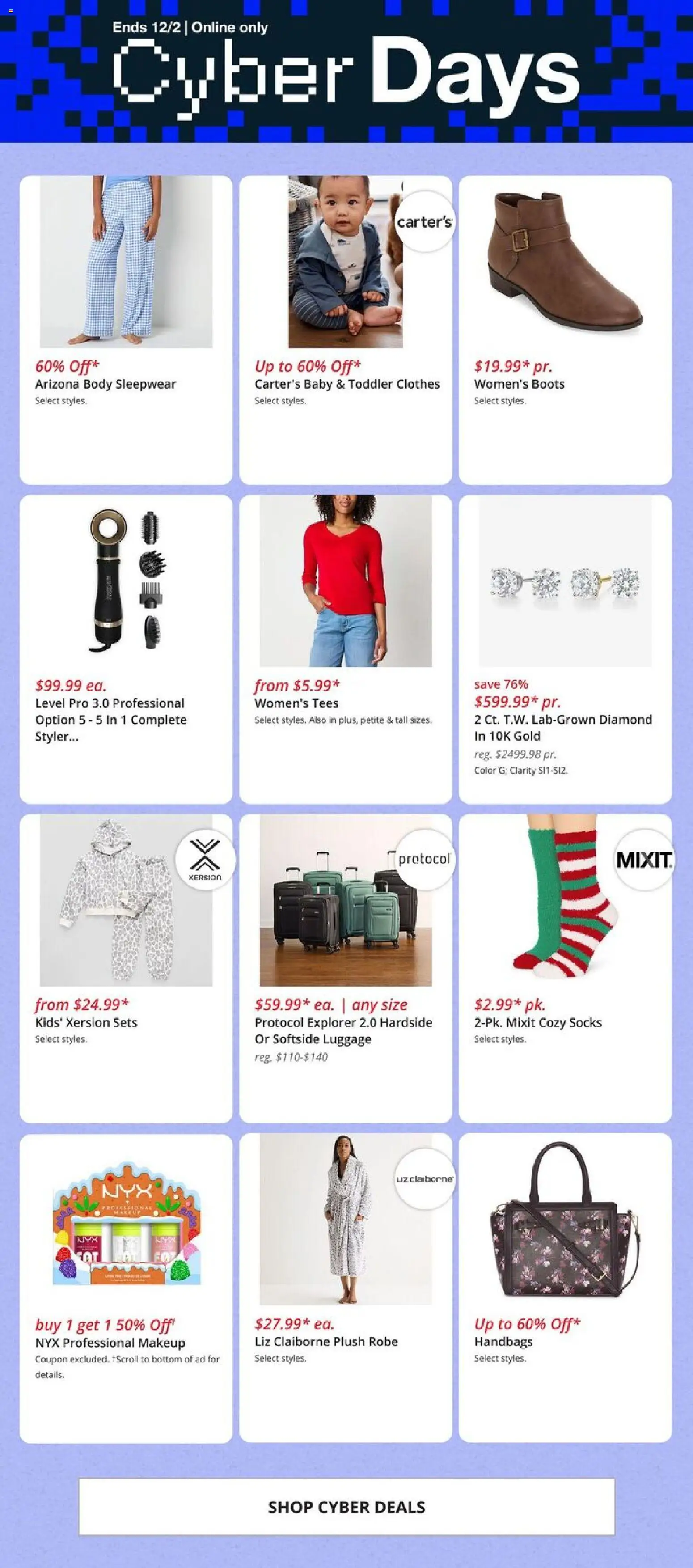JCPenney Cyber Sale - valid from 30.11.2025 | Page: 2 | Products: Clothes, Socks, Boots