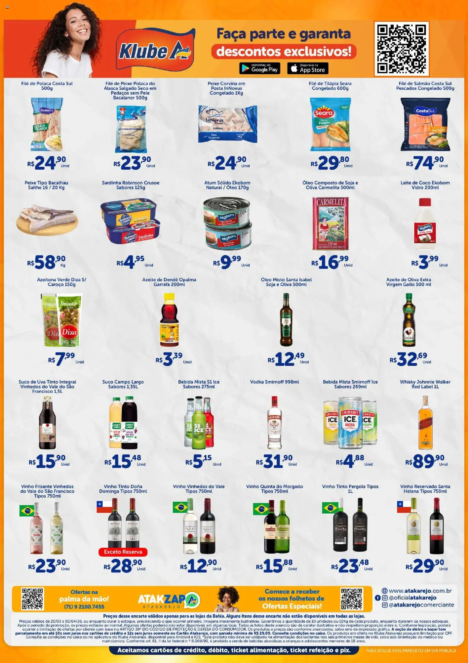 Atakarejo Folheto - válido de 25.03.2026 | Página: 2 | Produtos: Caixa, Faca, Óleo, Filé de tilápia