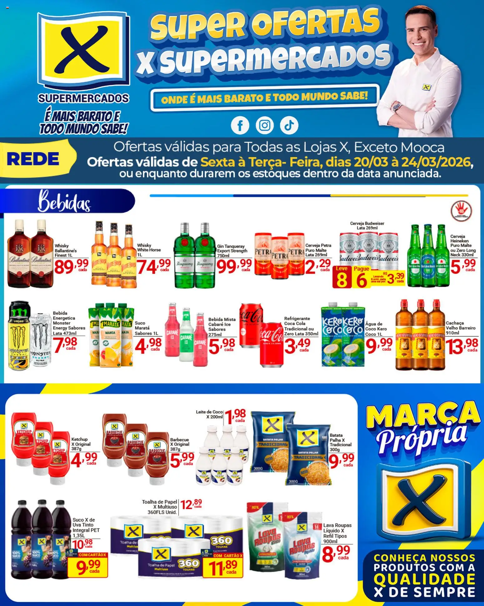 X Supermercados Folheto - válido de 20.03.2026 | Página: 6 | Produtos: Whisky, Suco, Heineken, Batata palha