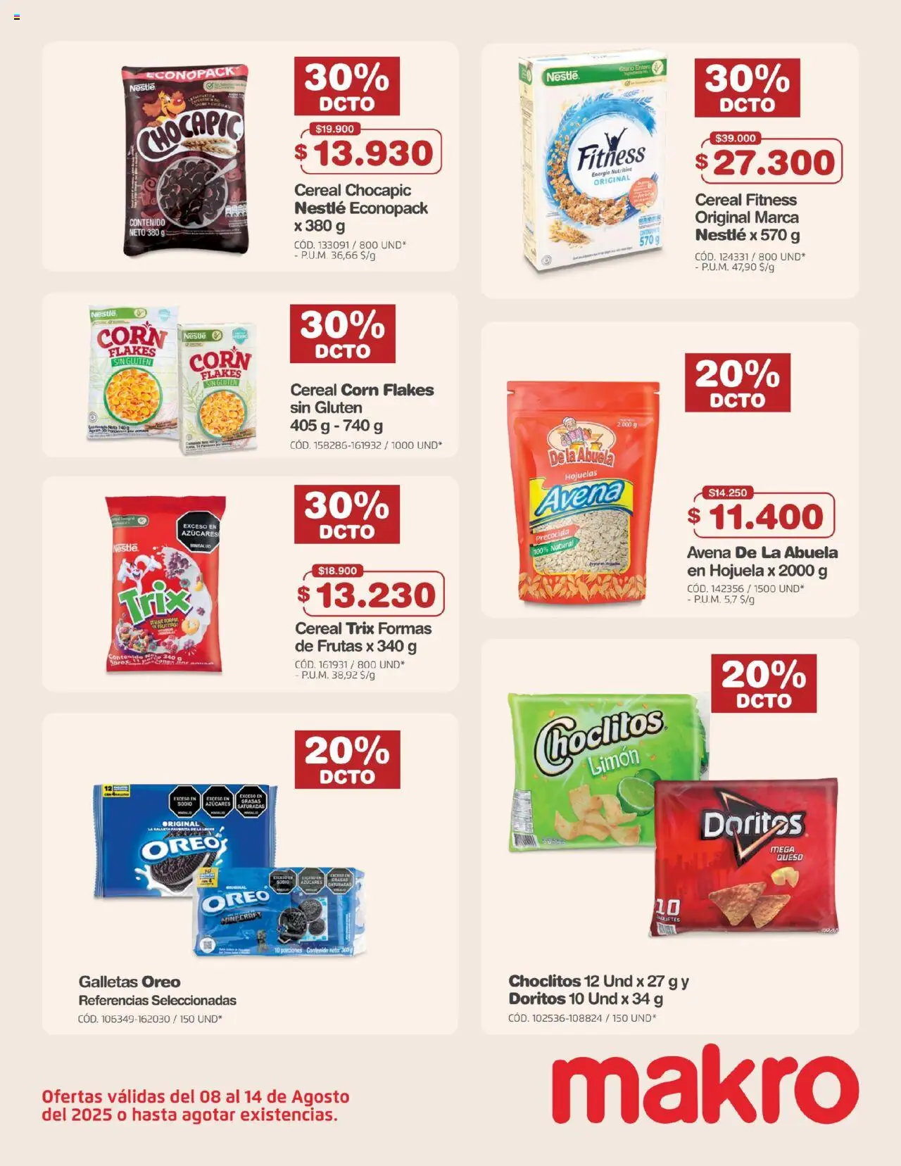 Makro revista - valida desde el 08.08.2025 | Página: 9 | Productos: Avena, Limón, Leche, Queso