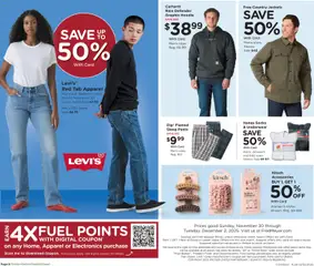 Preview of Fred Meyer weekly ads valid from 30.11.2025 | Page: 8 | Products: Hoodie, Underwear, Socks, Jeans