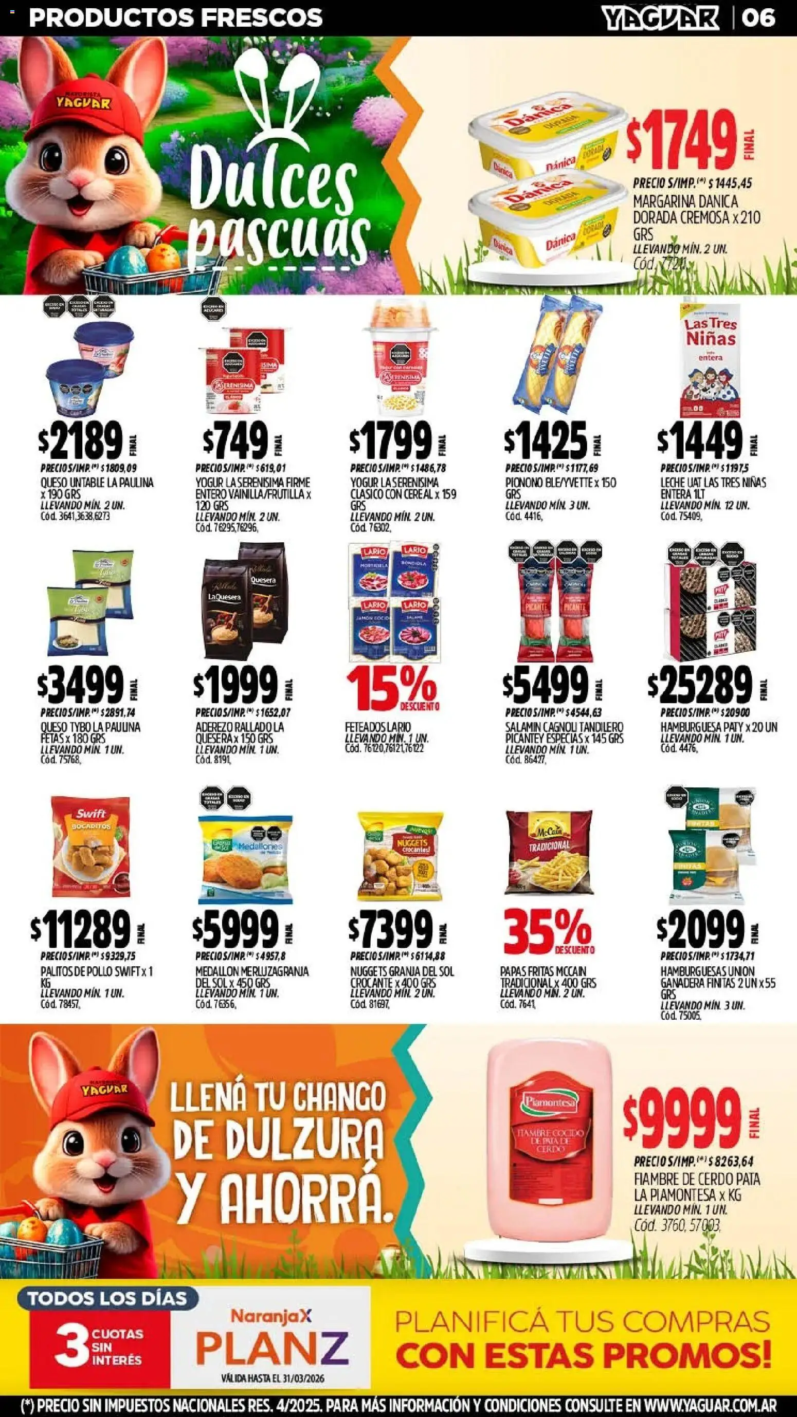 Yaguar - Oferta Semanal Trelew │ válido desde el 16.03.2026 | Página: 6 | Productos: Aderezo, Leche, Yogur, Papas fritas