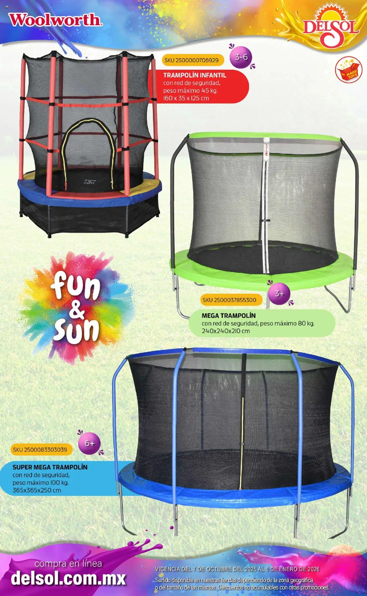 Nuevas ofertas de Del Sol y Woolworth válidas en toda la República Mexicana desde el 07.10.2025. ¡Encuentra las mejores ofertas en Del Sol y Woolworth - Catálogo Castillo Del Juguete! | Página: 198 | Productos: Trampolín
