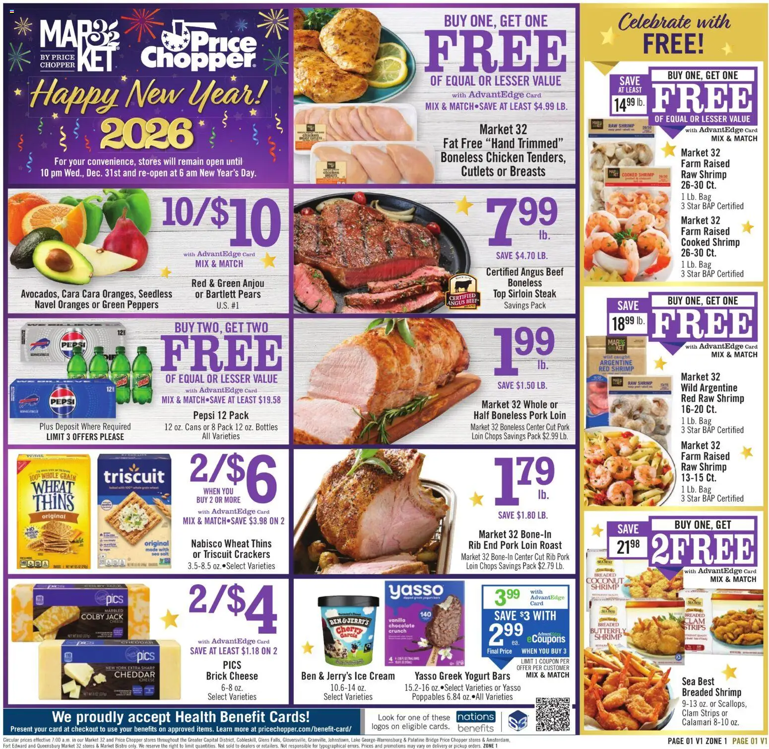 Price Chopper Weekly Ad - valid from 28.12.2025 | Page: 1 | Products: Peppers, Cheese, Oranges, Salt
