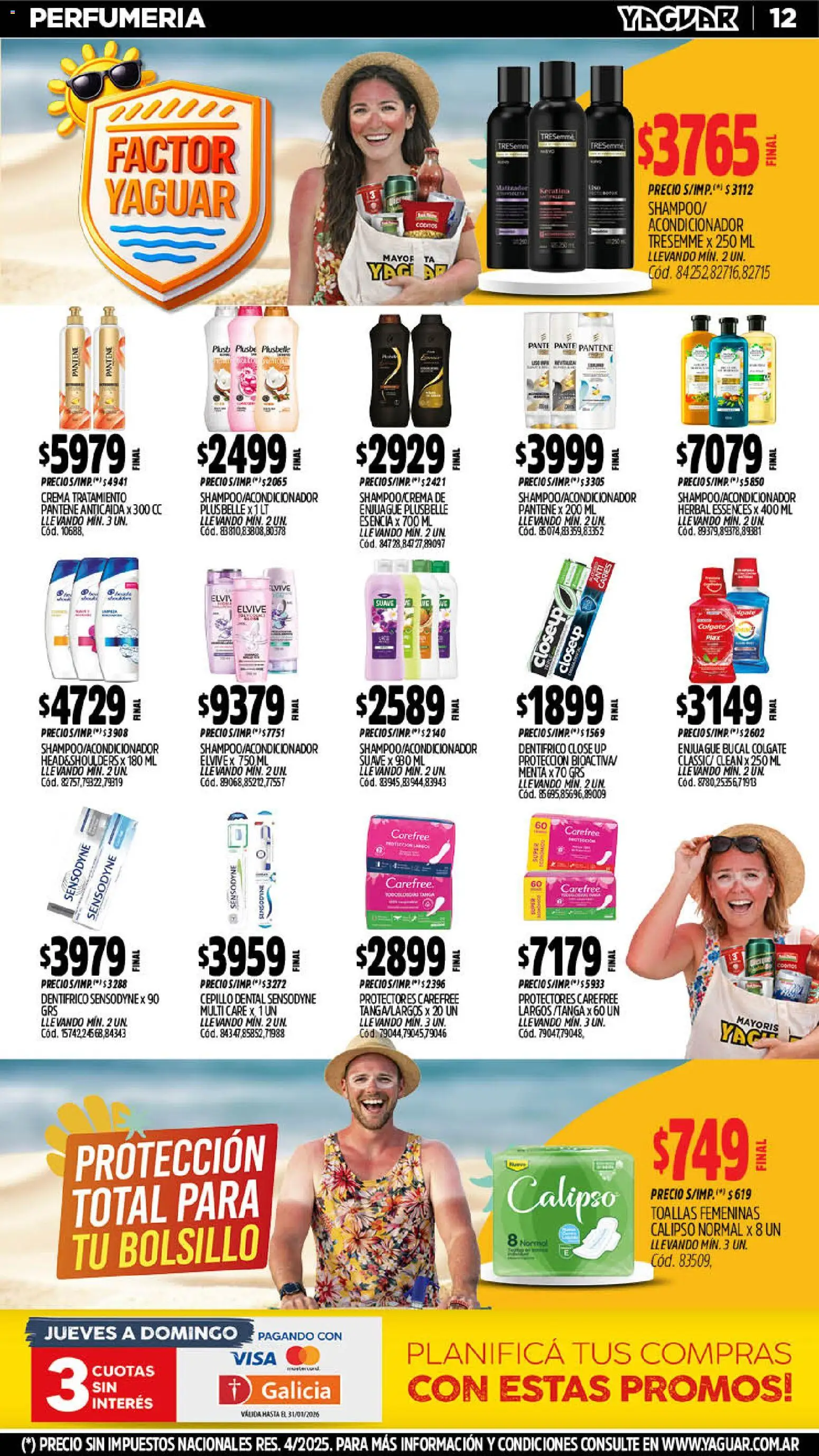 Yaguar - Oferta Semanal Salta │ válido desde el 19.01.2026 | Página: 12 | Productos: Toallas, Cepillo, Enjuague bucal, Crema