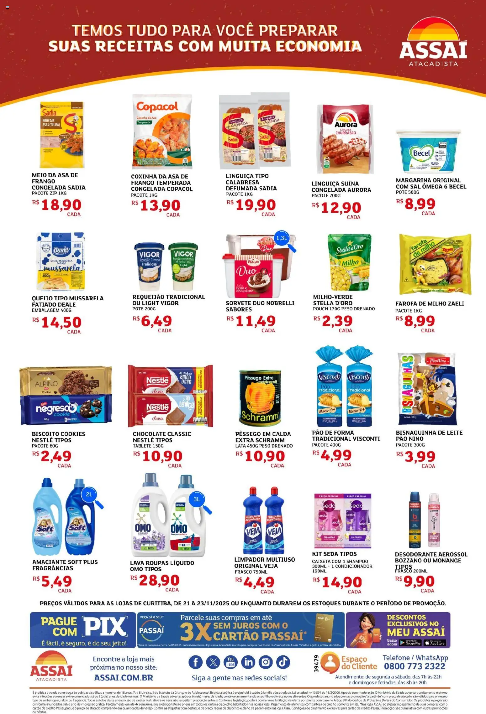 Assaí Atacadista Folheto - válido de 21.11.2025 | Página: 2 | Produtos: Condicionador, Leite, Pão, Roupas