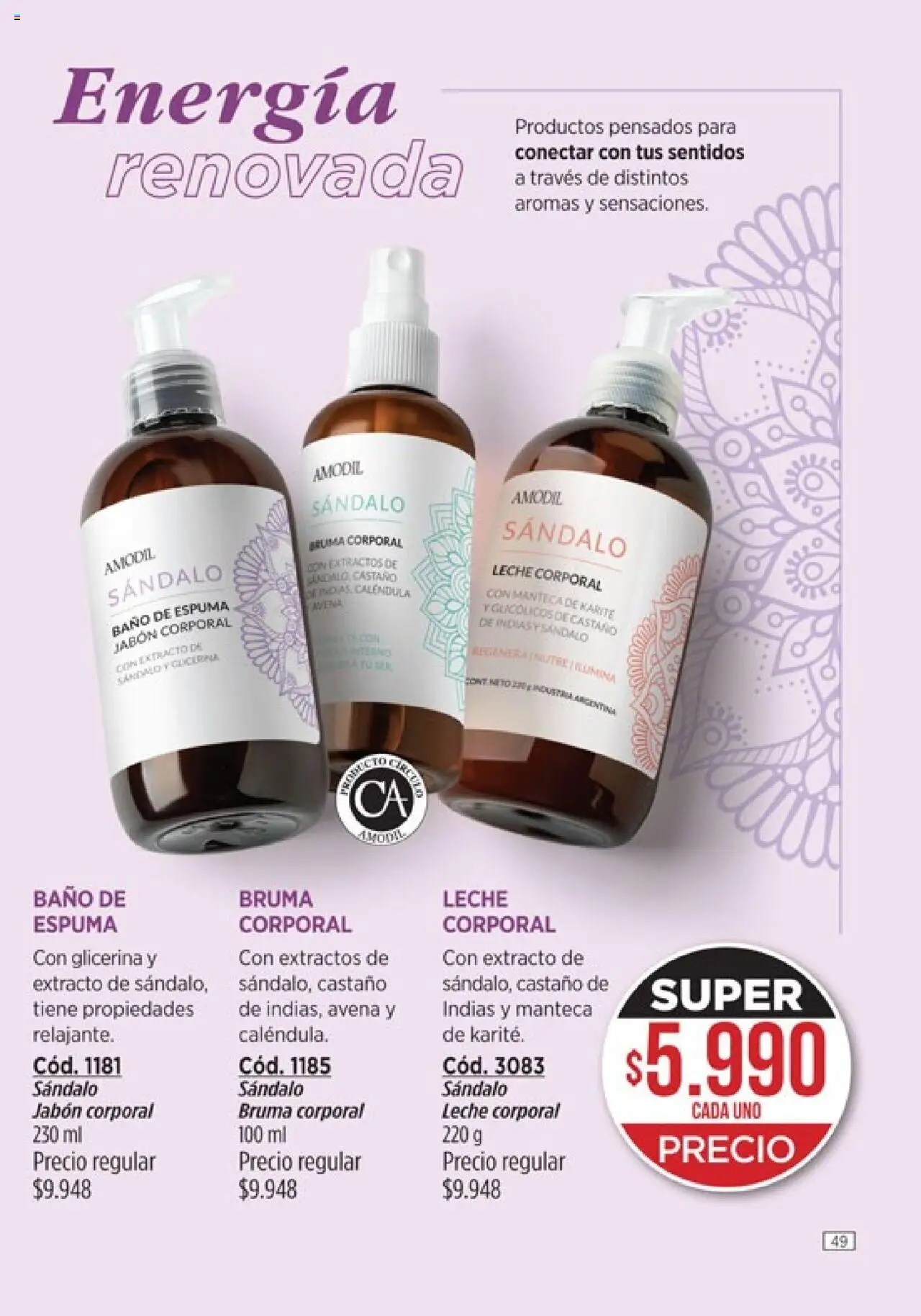 Catálogo Amodil Campaña 12 │ válido desde el 26.06.2025 | Página: 49 | Productos: Leche corporal, Jabón, Bruma, Manteca