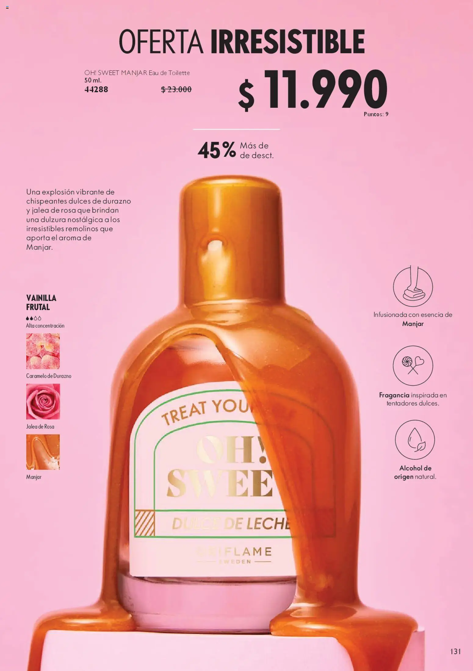 Oriflame ofertas  │ válido desde el 28.03.2026 | Página: 131 | Productos: Fragancia, Eau de toilette, Durazno, Manjar