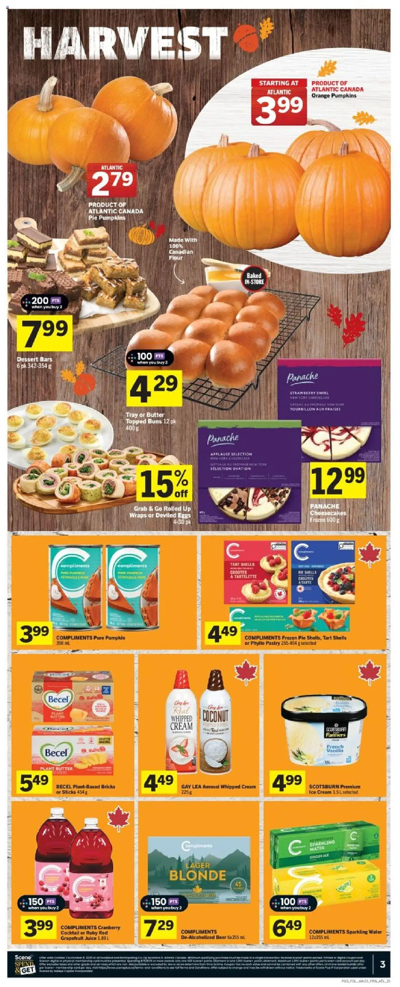 Foodland flyer valid from 02.10.2025 | Page: 4 | Products: Ice cream, Butter, Pumpkin, Juice