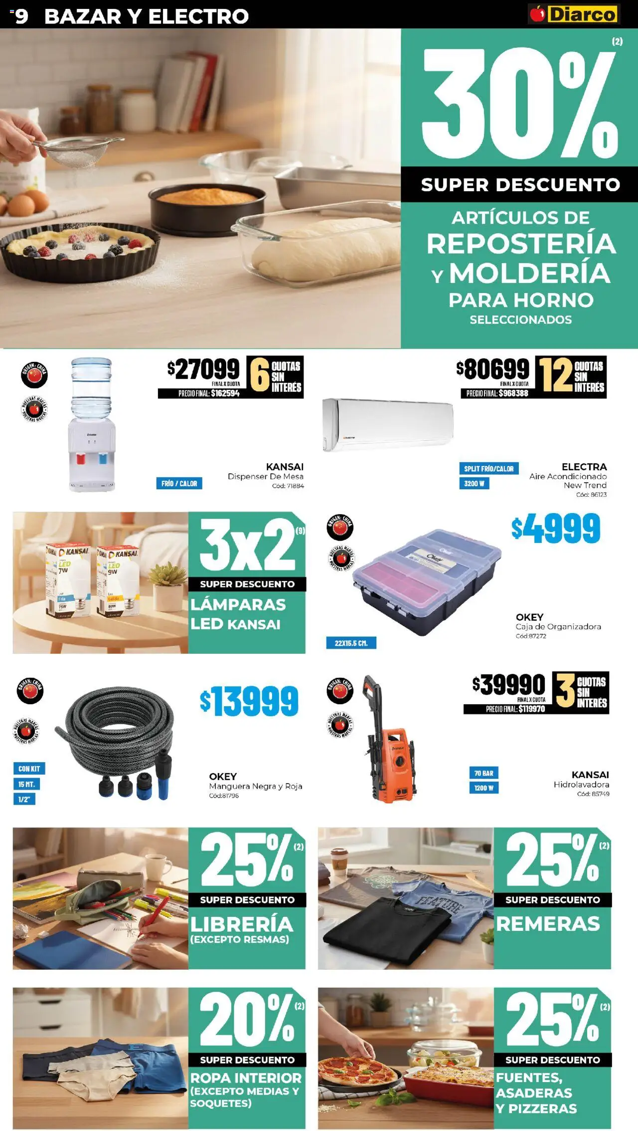 Diarco ofertas │ válido desde el 20.10.2025 | Página: 9 | Productos: Horno, Aire acondicionado, Ropa interior, Hidrolavadora