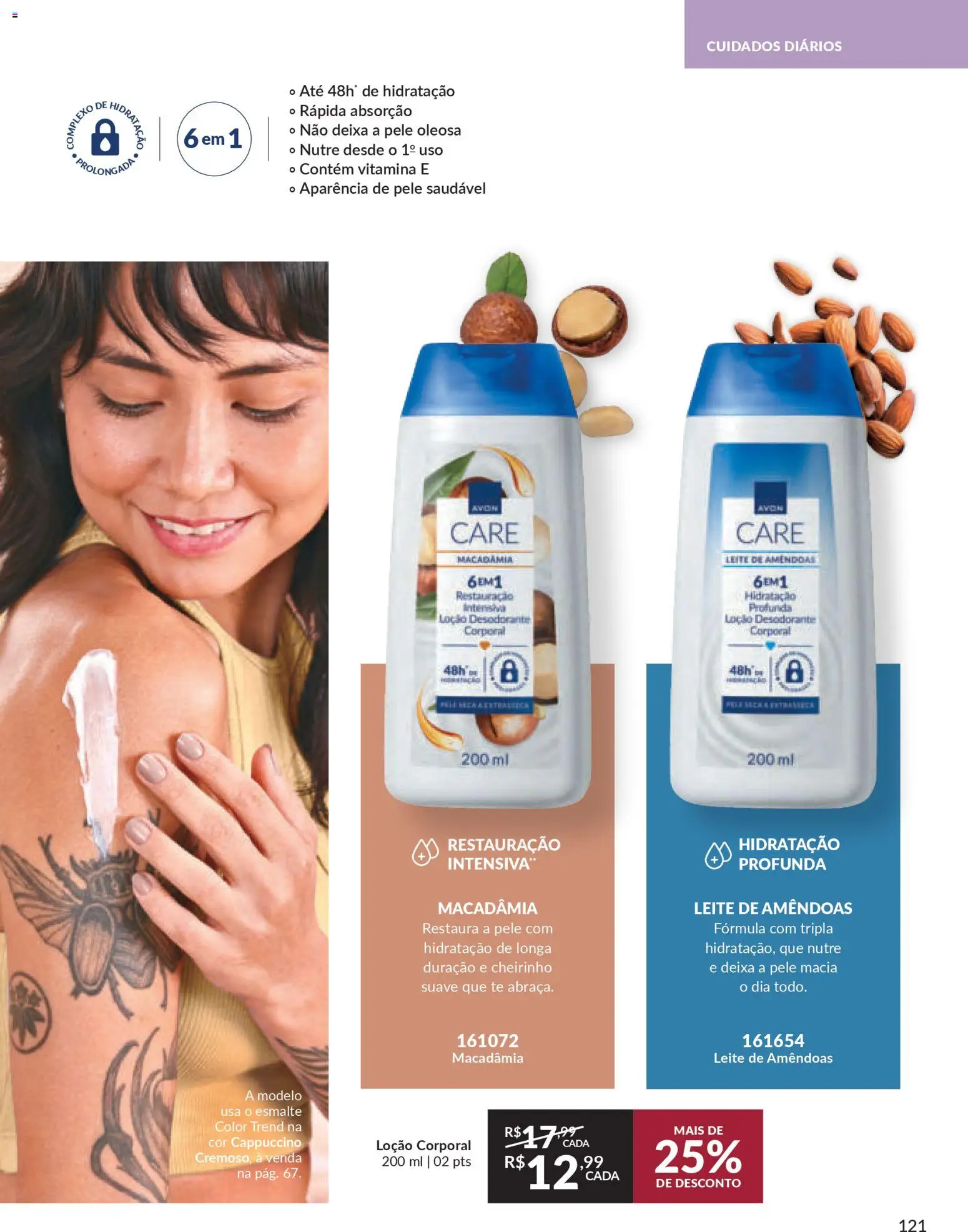 Avon Folheto - válido de 06.01.2026 | Página: 121 | Produtos: Macadâmia, Desodorante, Leite, Amêndoas