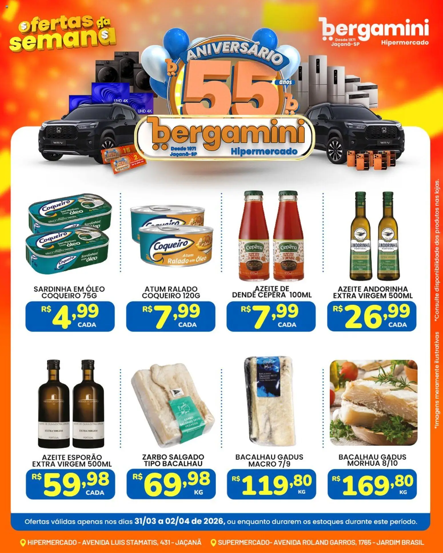 Supermercado Bergamini Folheto - válido de 31.03.2026 | Página: 4 | Produtos: Bacalhau, Óleo, Azeite, Atum