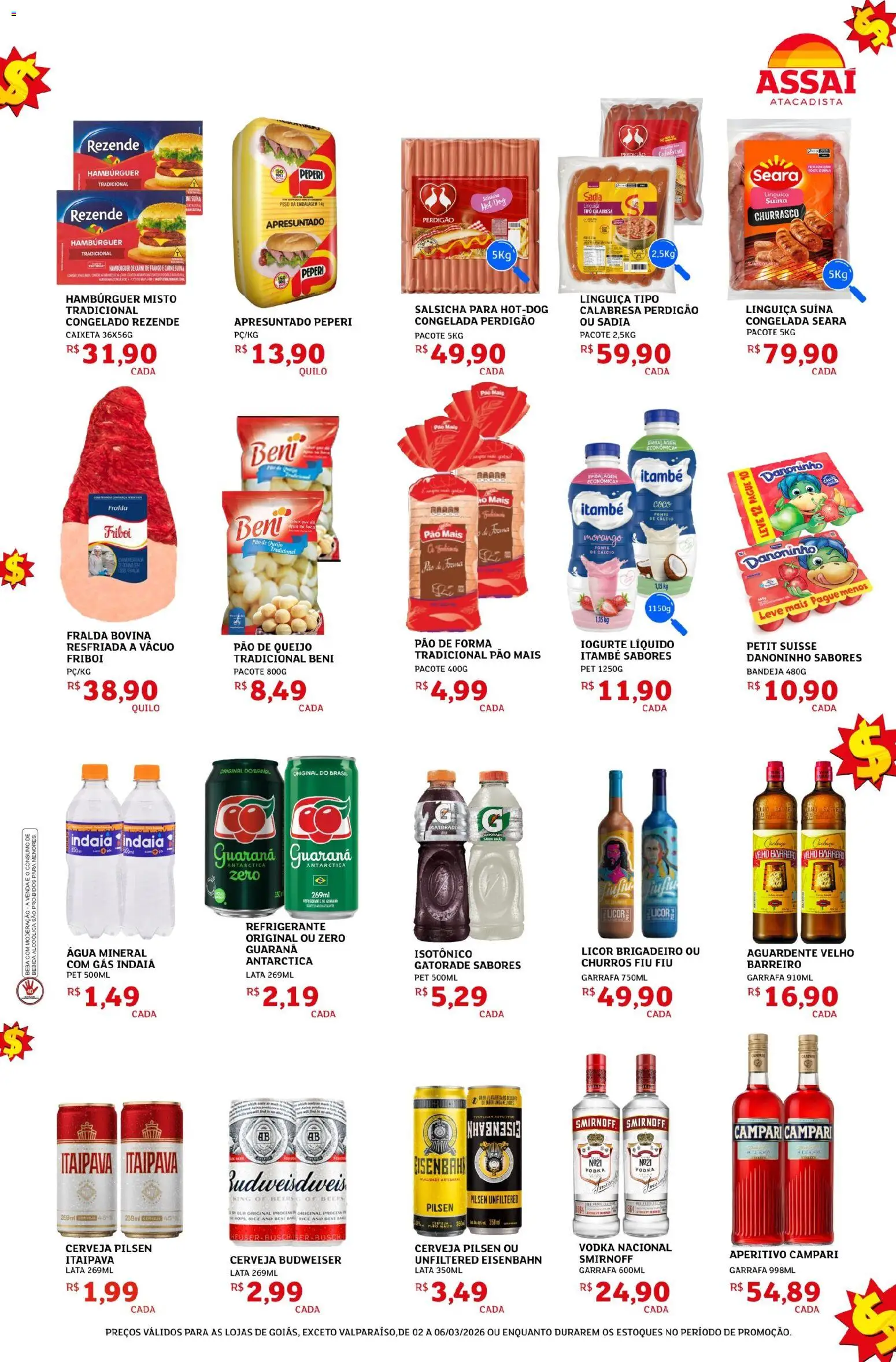 Assaí Atacadista Folheto - válido de 02.03.2026 | Página: 3 | Produtos: Iogurte, Pão, Vodka, Frango