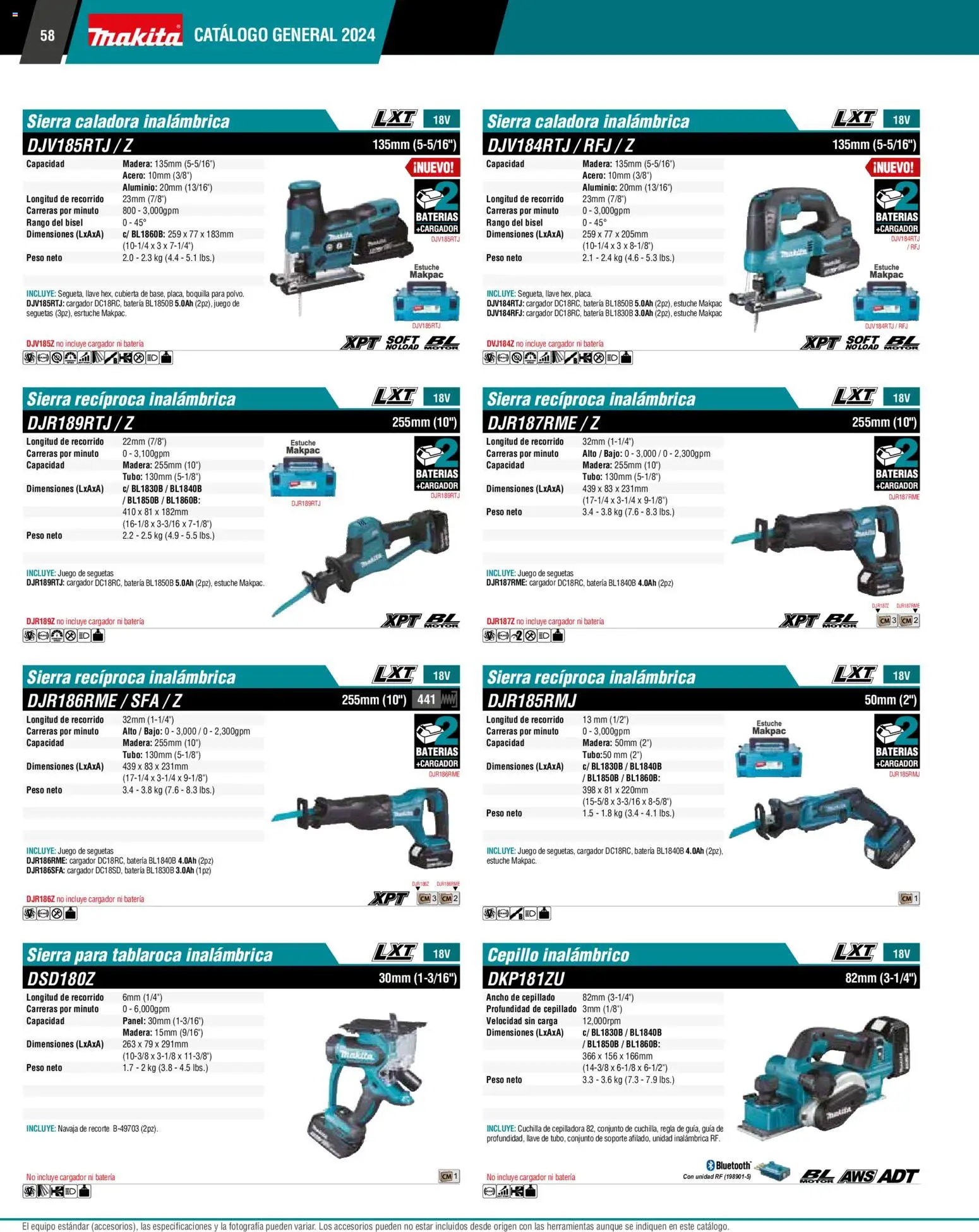 Nuevas ofertas de Makita válidas en toda la República Mexicana desde el 01.01.2024. ¡Encuentra las mejores ofertas en Makita catálogo General! | Página: 58 | Productos: Cepillo, Estuche, Conjunto, Batería