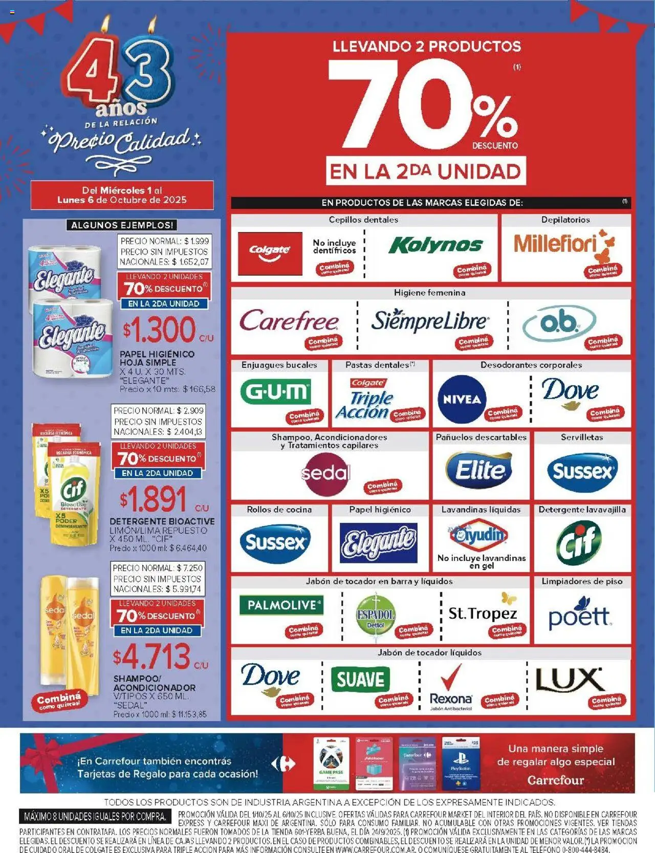 Carrefour - Ofertas - Catamarca │ válido desde el 01.10.2025 | Página: 41 | Productos: Papel higiénico, Caso, Servilletas, Detergente