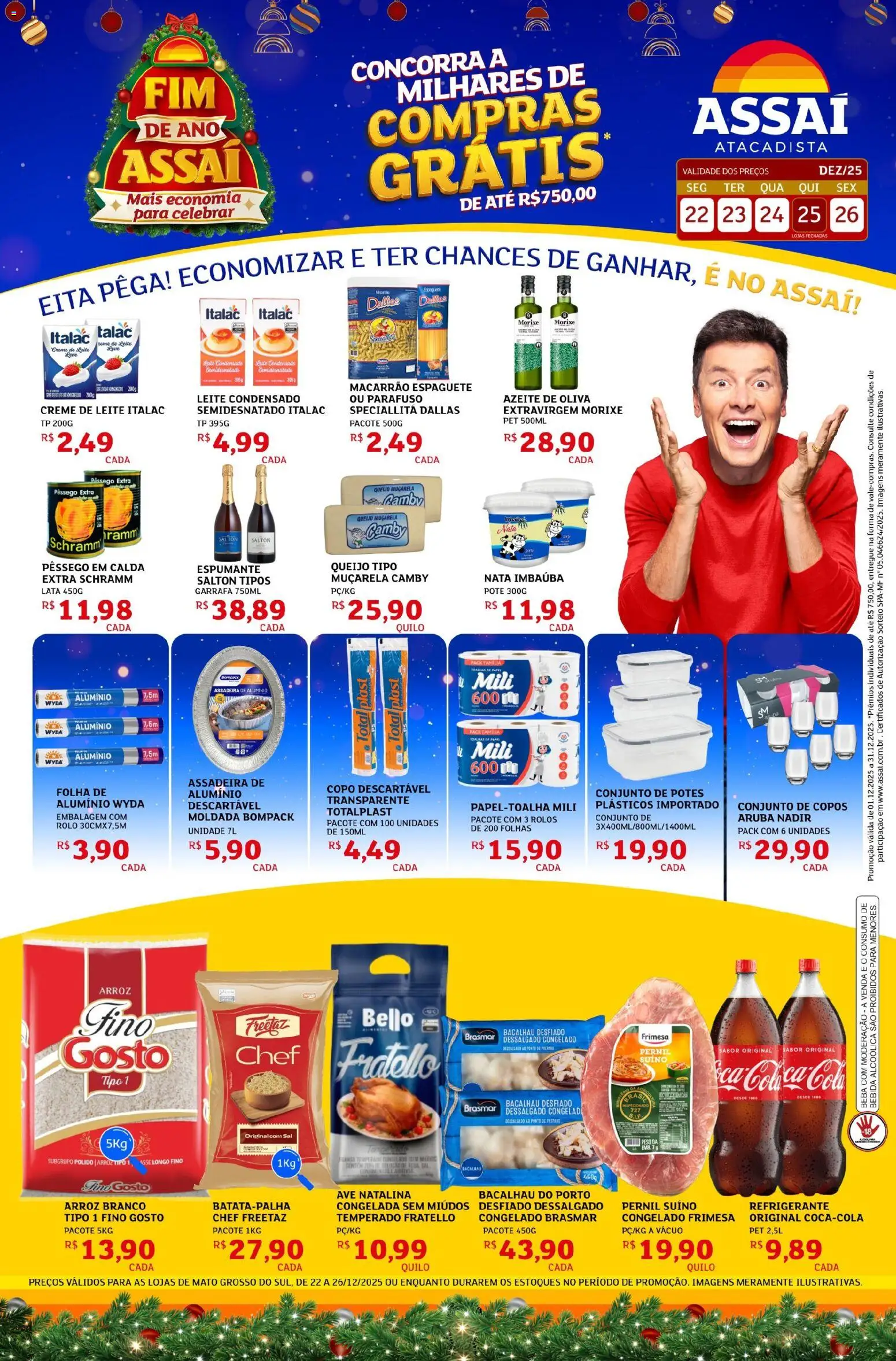 Assaí Atacadista Folheto - válido de 22.12.2025 | Página: 1 | Produtos: Pernil, Queijo, Nata, Assadeira