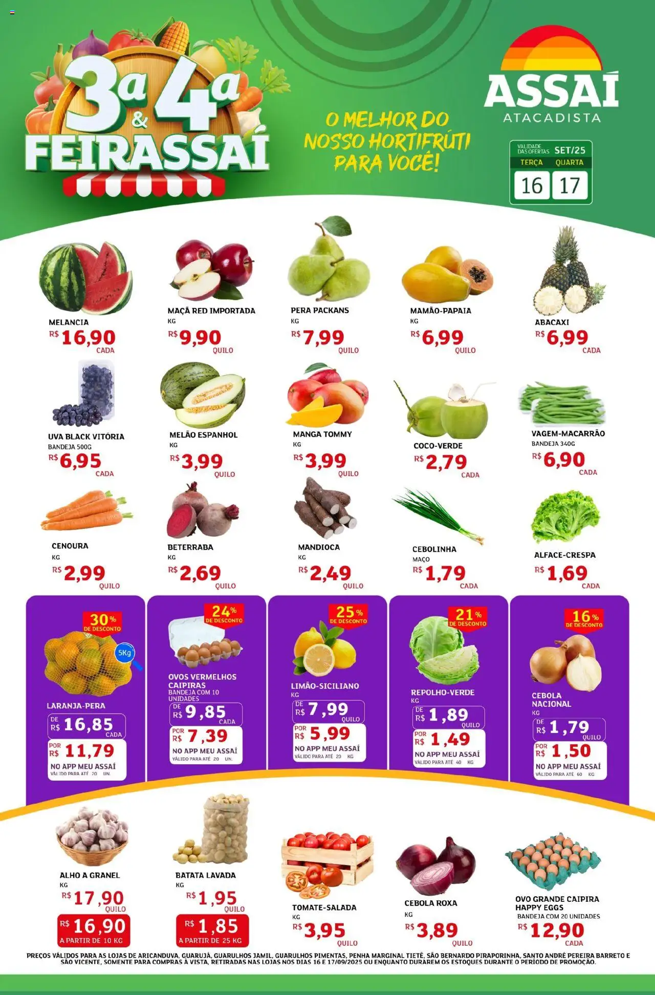 Assaí Atacadista Folheto - válido de 16.09.2025 | Página: 1 | Produtos: Melancia, Pera, Alho, Batata