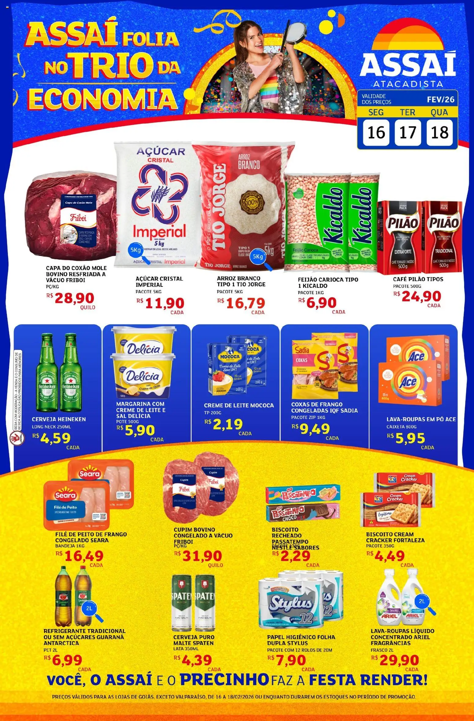 Assaí Atacadista Folheto - válido de 16.02.2026 | Página: 1 | Produtos: Heineken, Bebida, Café pilão, Sal
