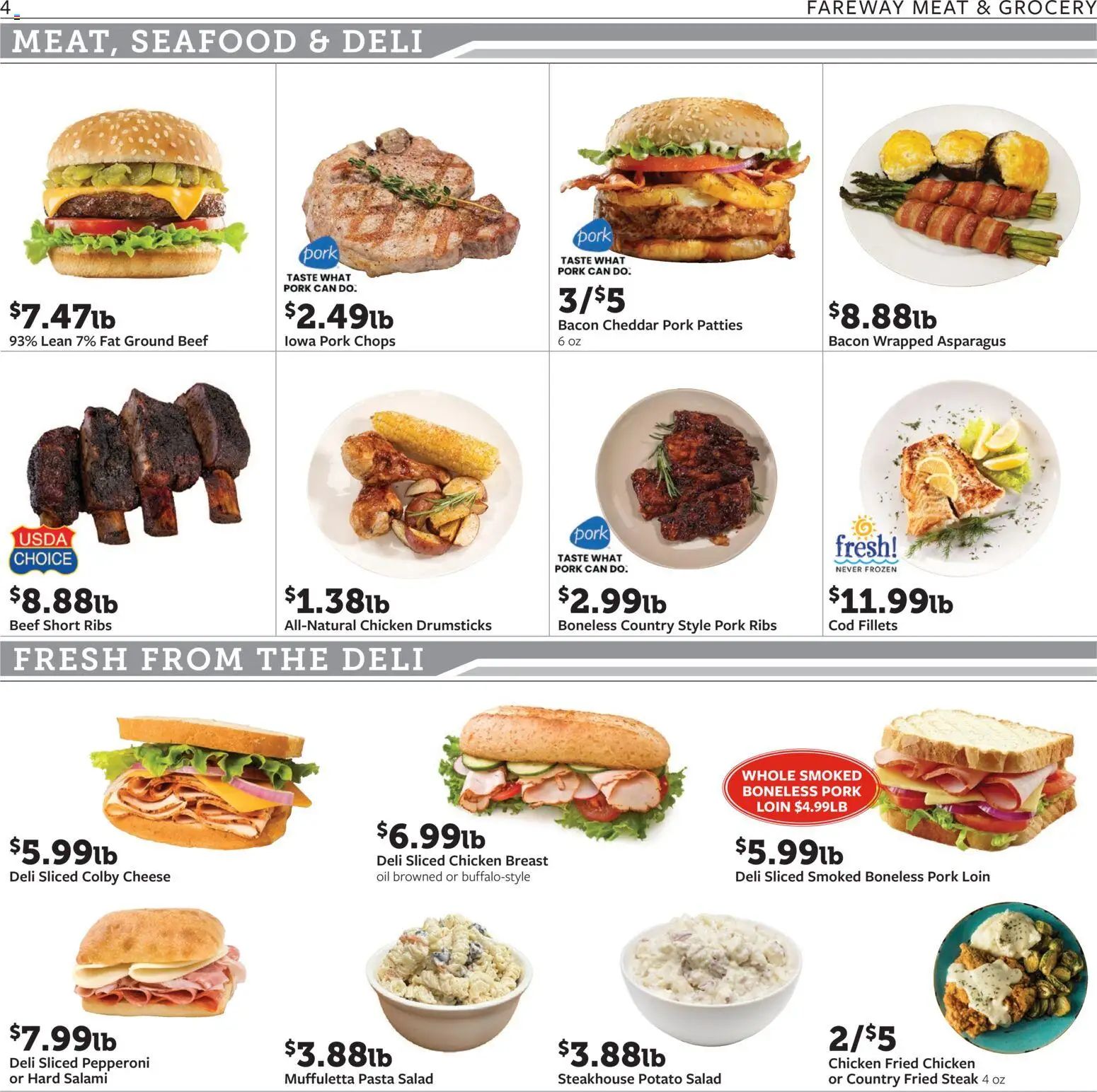 Fareway Weekly Ad - valid from 20.04.2026 | Page: 4 | Products: Asparagus, Cheese, Oil, Pork