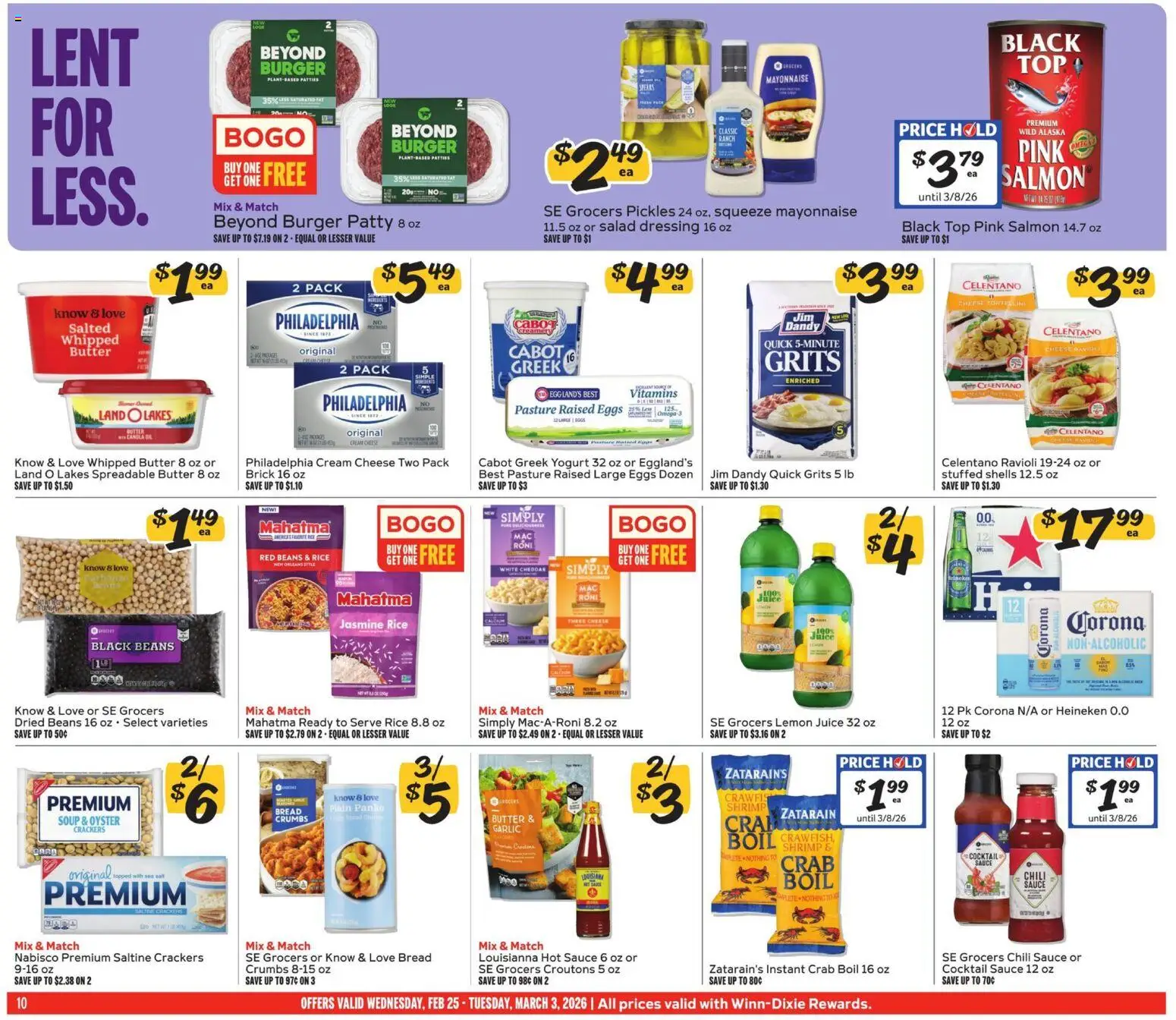 Winn Dixie Weekly Ad - valid from 25.02.2026 | Page: 10 | Products: Butter, Cheese, Eggs, Garlic