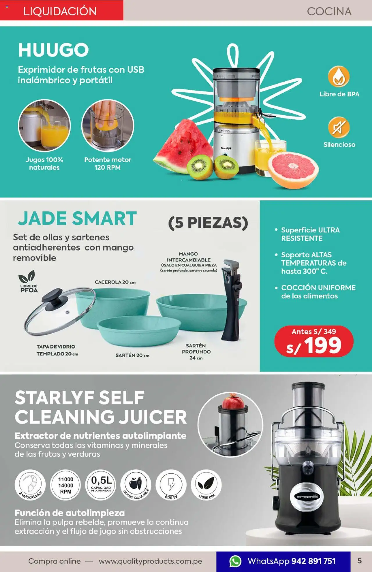 Catálogo Quality Products válido desde 01.07.2025 | Página: 5 | Productos: Jugo, USB, Cocina, Exprimidor