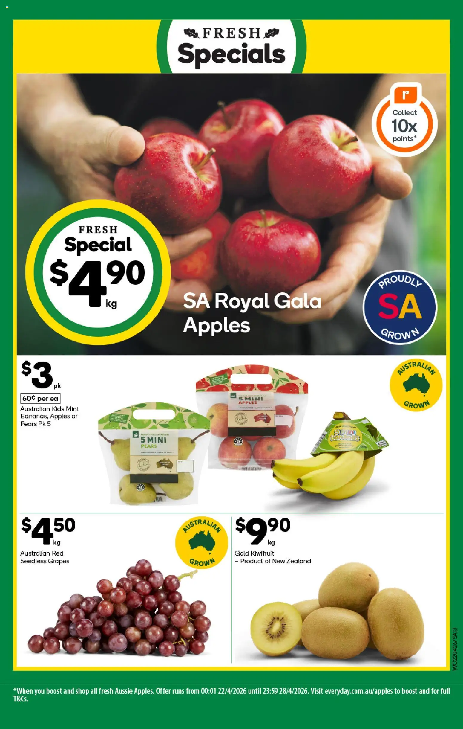 Woolworths catalogue - valid from 22.04.2026 | Page: 13 | Products: Apples, Kiwifruit, Grapes