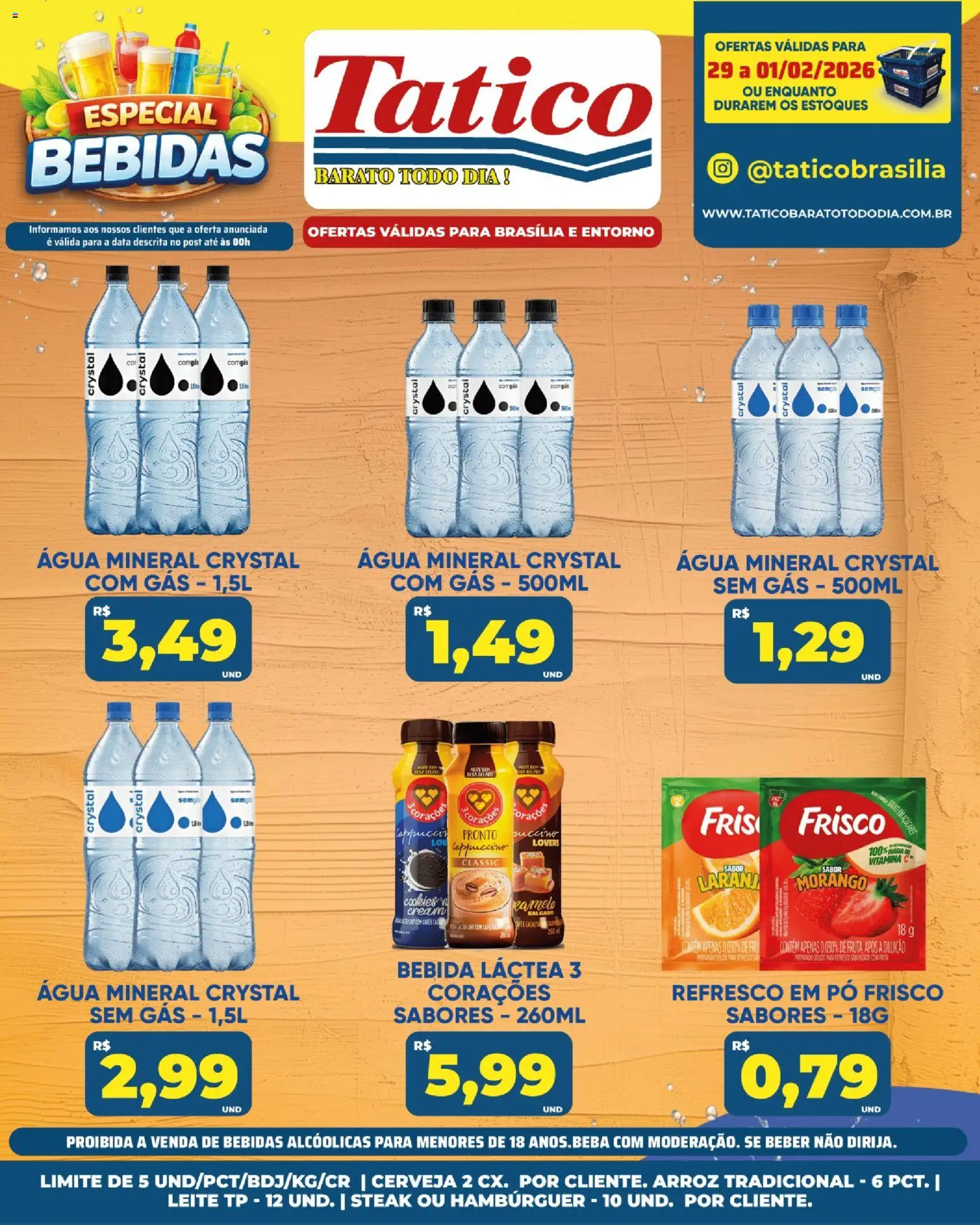 Tatico Folheto - válido de 29.01.2026 | Página: 20 | Produtos: Arroz, Hambúrguer, Bebida, Água mineral