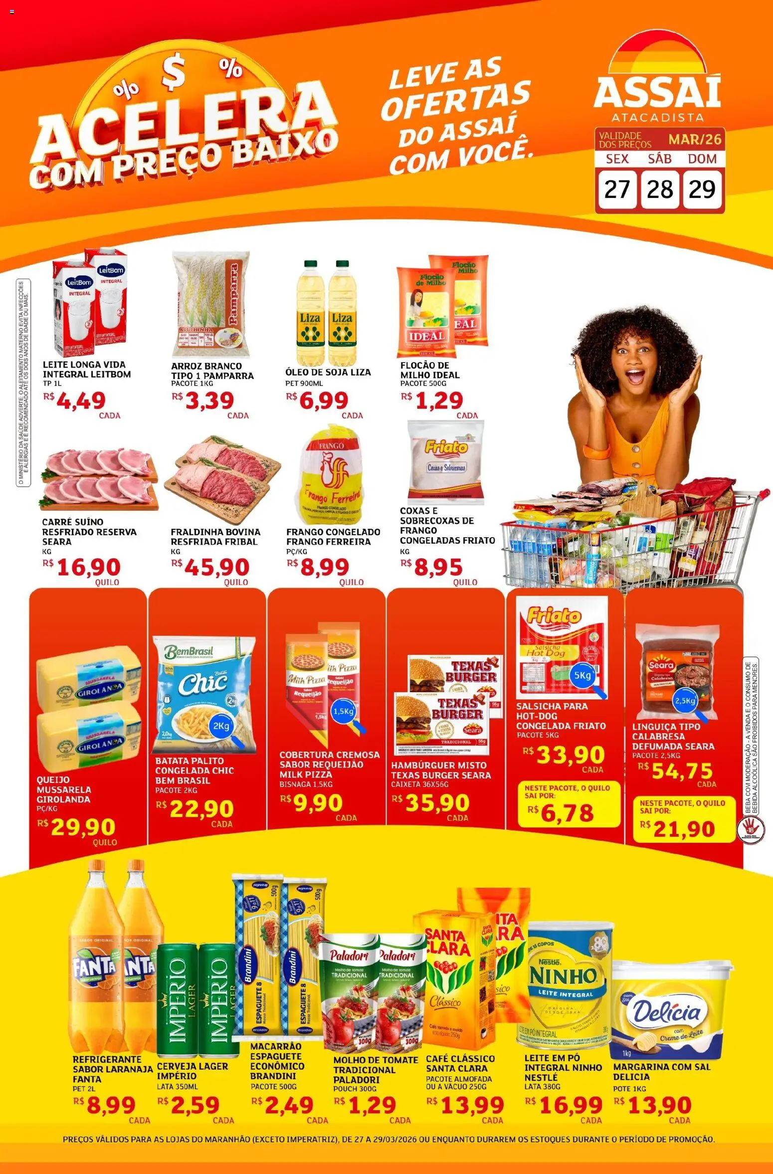 Assaí Atacadista Folheto - válido de 27.03.2026 | Página: 1 | Produtos: Molho de tomate, Cerveja, Batata, Mussarela