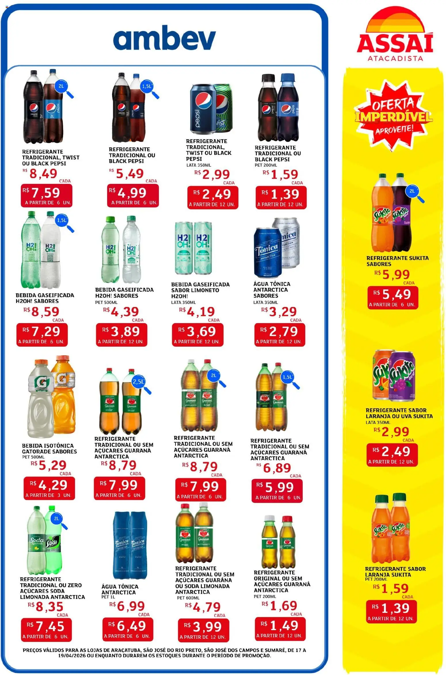 Assaí Atacadista Folheto - válido de 17.04.2026 | Página: 3 | Produtos: Guaraná, Água tônica, Bebida, Refrigerante