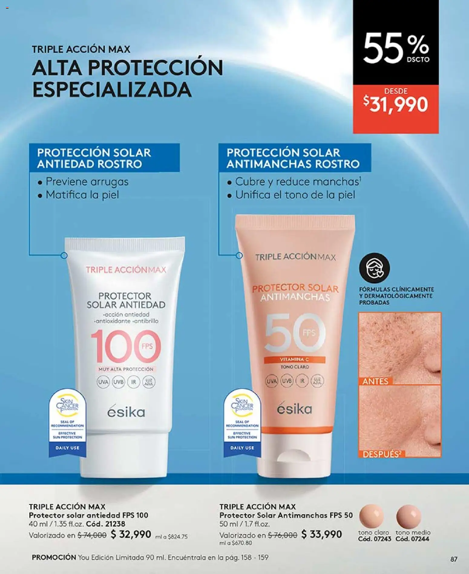 Ésika revista - valida desde el 24.04.2026 | Página: 87 | Productos: Protector solar