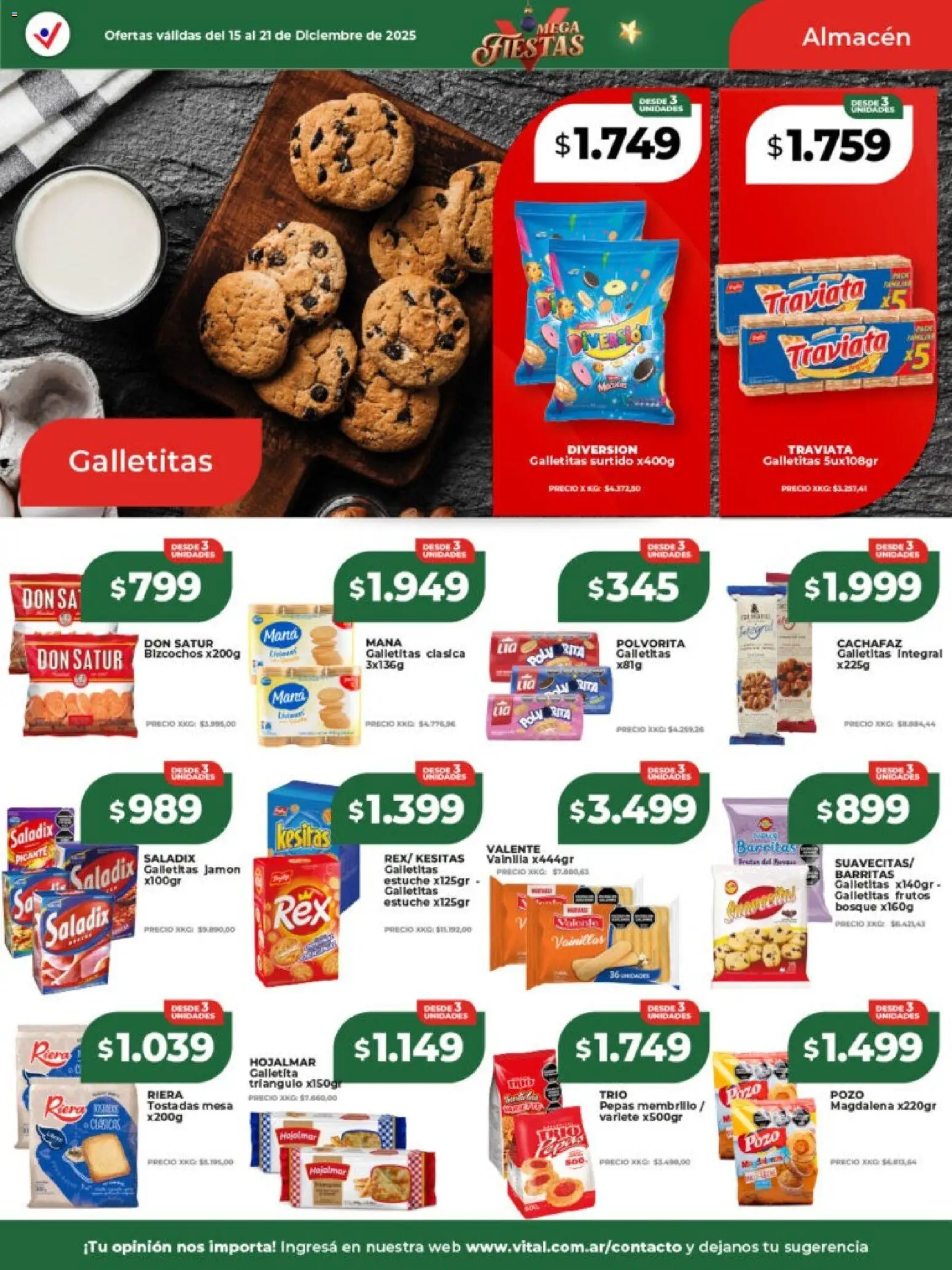 Vital - Ofertas -  Resistencia │ válido desde el 15.12.2025 | Página: 21 | Productos: Galletitas, Mesa, Magdalena, Bizcochos