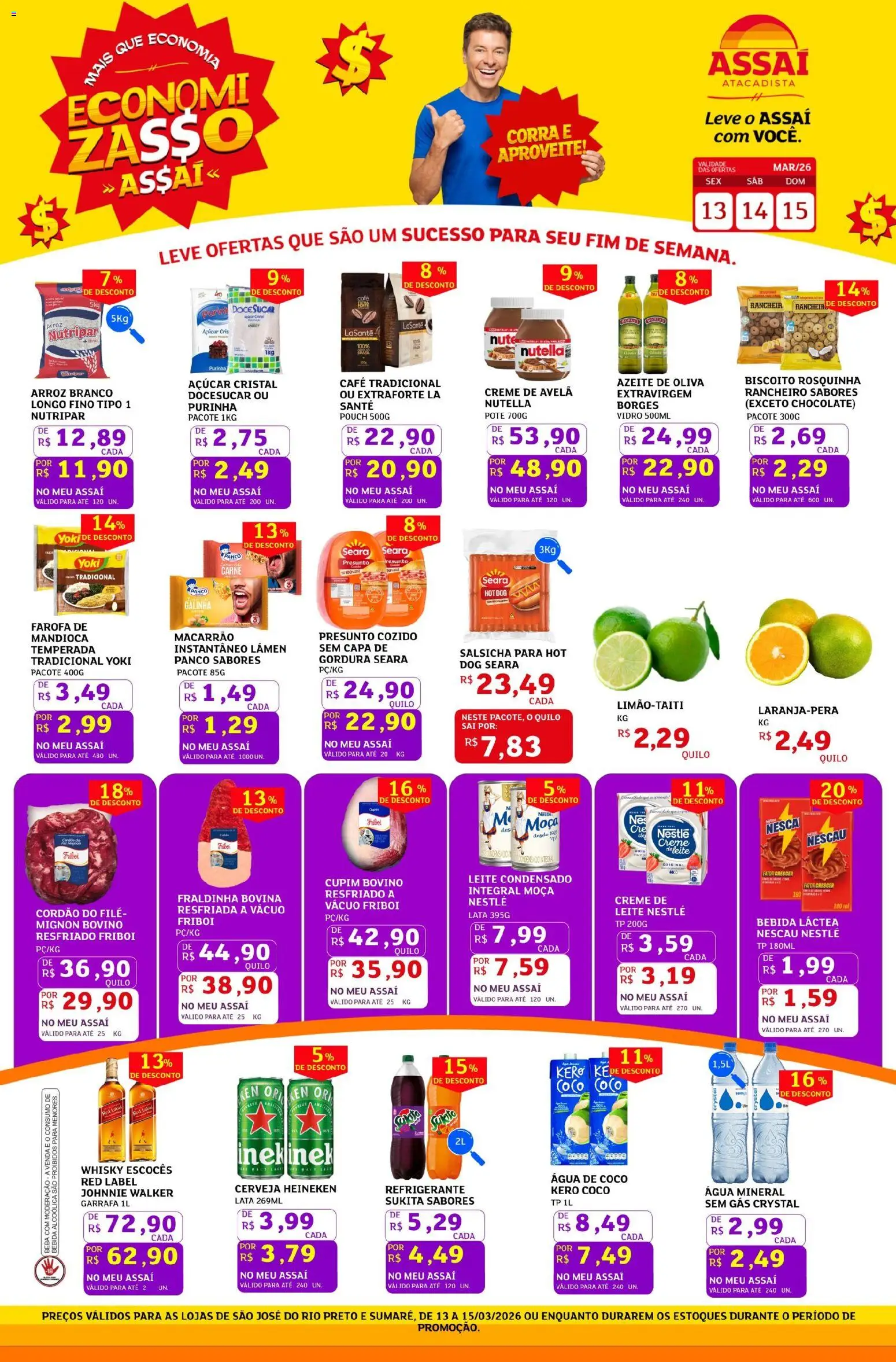 Assaí Atacadista Folheto - válido de 13.03.2026 | Página: 1 | Produtos: Chocolate, Refrigerante, Rosquinha, Leite condensado