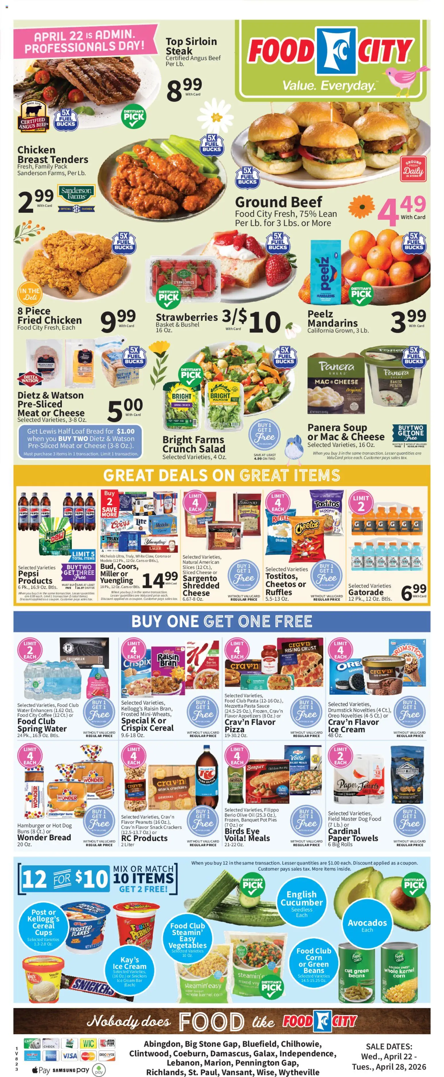 Food City Weekly Ad - valid from 22.04.2026 | Page: 3 | Products: Dog Food, Butter, Pizza, Pepper