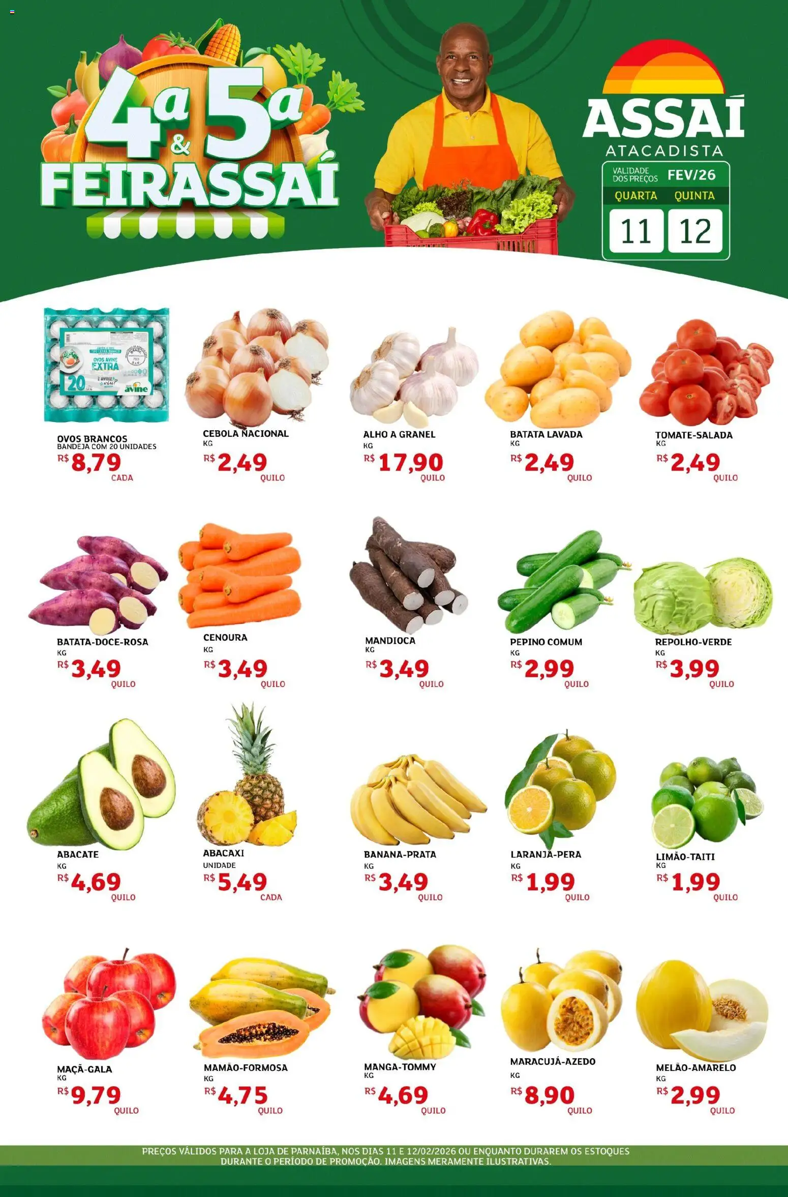 Assaí Atacadista Folheto - válido de 11.02.2026 | Página: 1 | Produtos: Alho, Mandioca, Ovos, Abacaxi