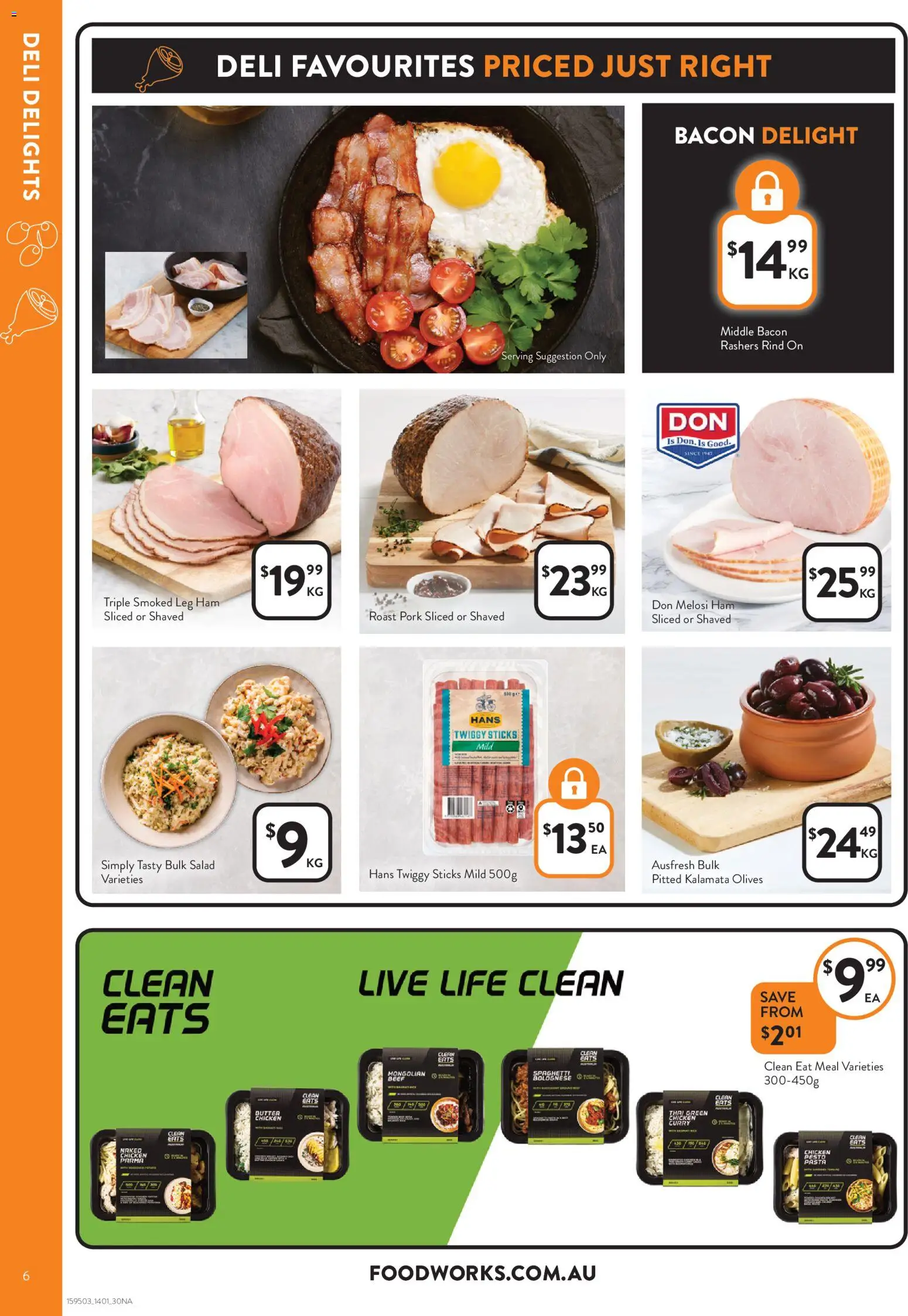 Foodworks catalogue - valid from 13.01.2026 | Page: 6 | Products: Bacon, Beef, Olives, Salad