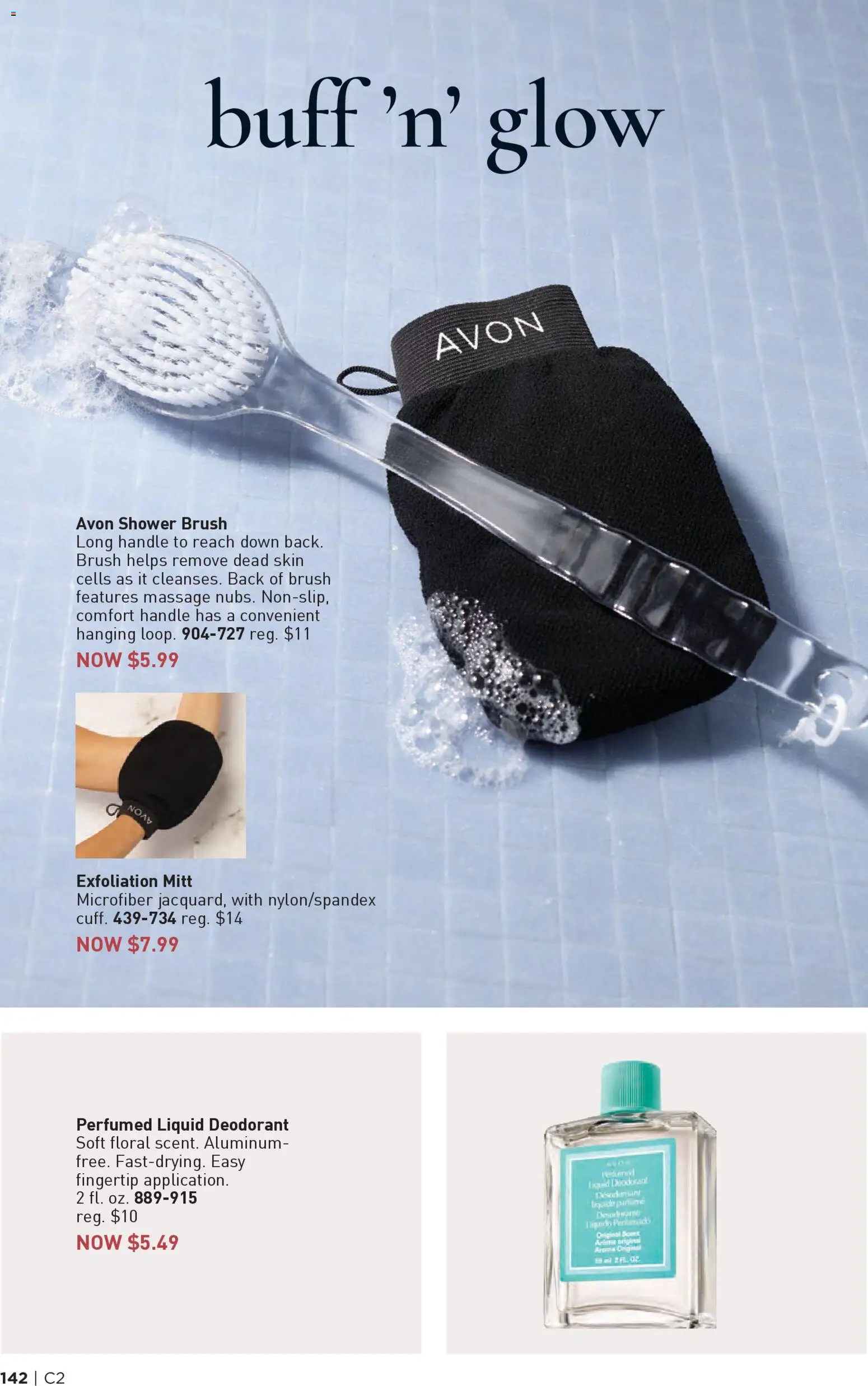 Avon Brochure - valid from 14.01.2026 | Page: 142 | Products: Shower, Brush, Deodorant