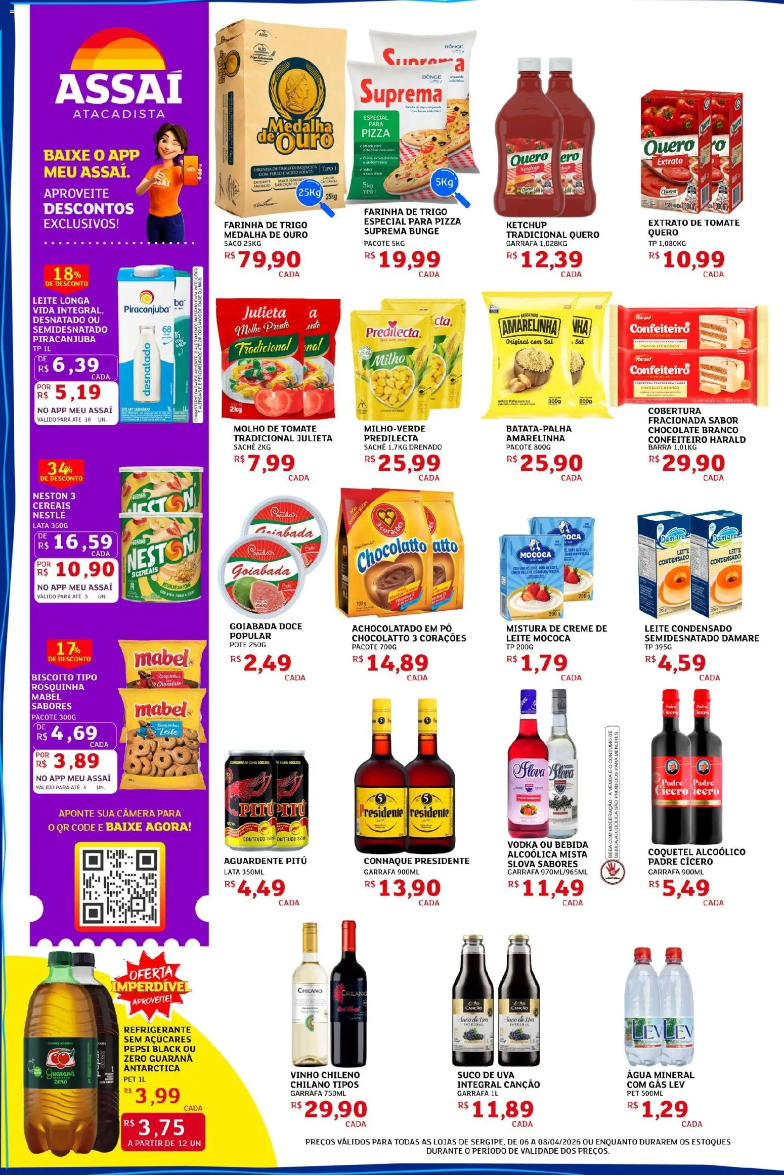 Assaí Atacadista Folheto - válido de 06.04.2026 | Página: 2 | Produtos: Molho de tomate, Leite, Água mineral, Rosquinha