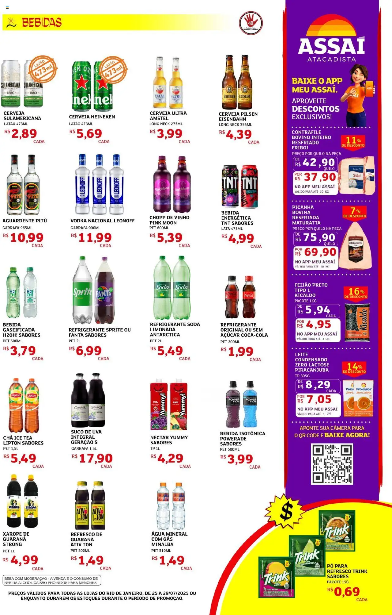 Assaí Atacadista Folheto - válido de 25.07.2025 | Página: 3 | Produtos: Picanha, Chá, Cerveja Heineken, Vodka