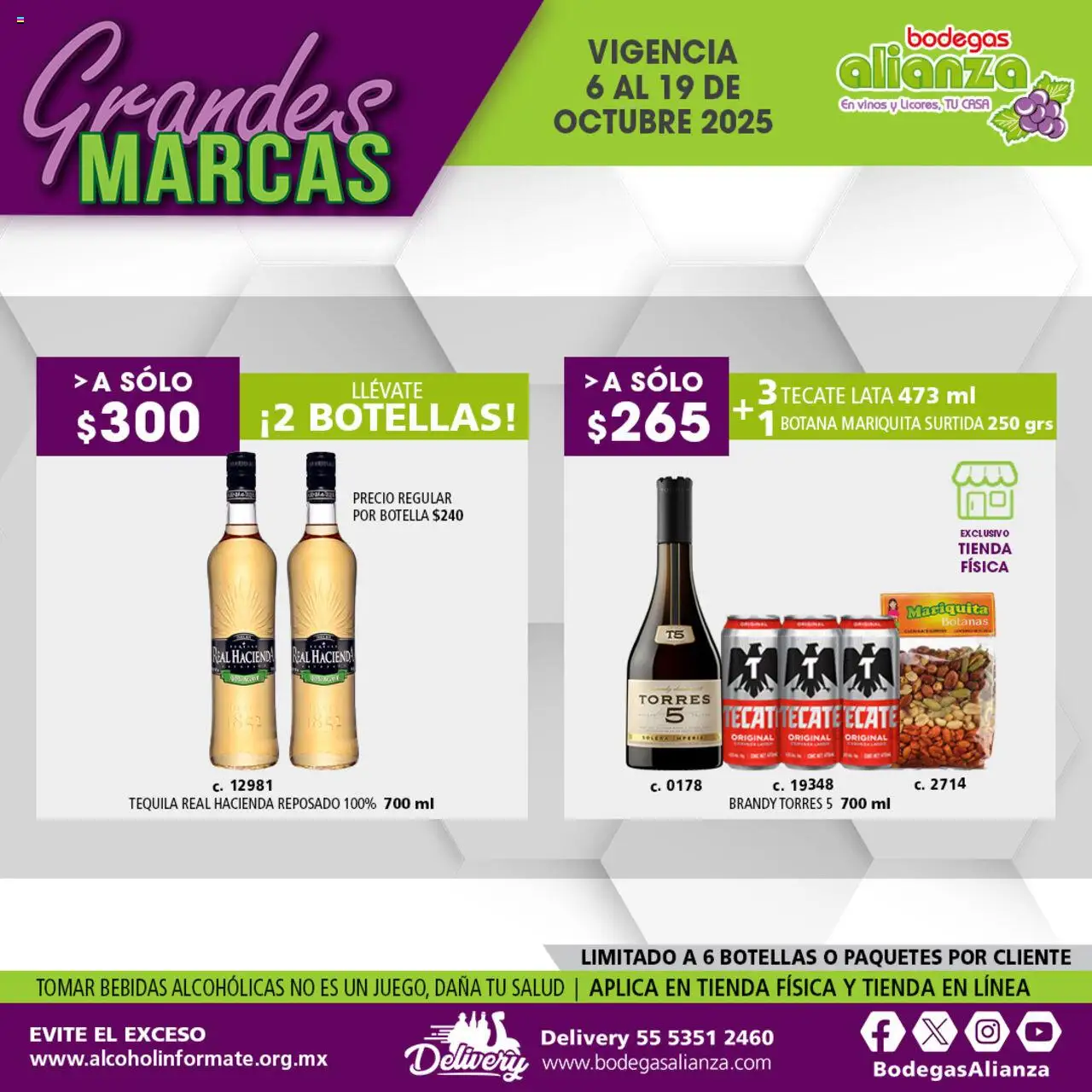 Nuevas ofertas de Bodegas Alianza válidas en toda la República Mexicana desde el 06.10.2025. ¡Encuentra las mejores ofertas en Bodegas Alianza - Catálogo Grandes Marcas! | Página: 14 | Productos: Tequila, Botella