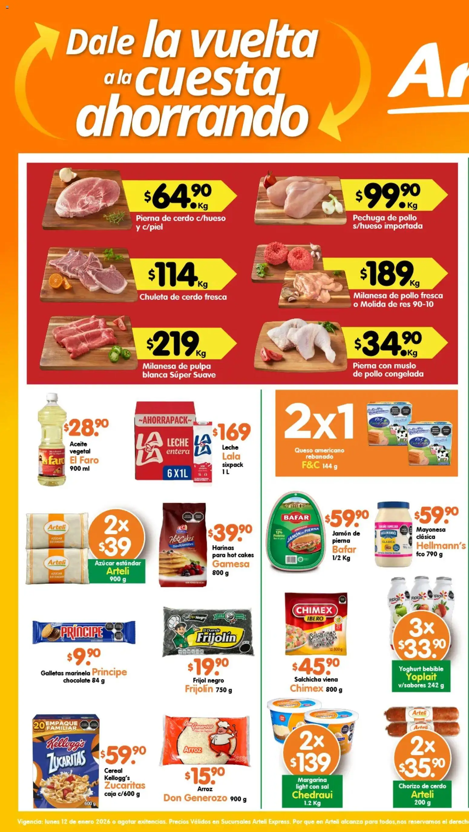 Nuevas ofertas de Arteli válidas en toda la República Mexicana desde el 10.01.2026. ¡Encuentra las mejores ofertas en Arteli folleto Express! | Página: 1 | Productos: Azúcar, Aceite, Cerdo, Caja