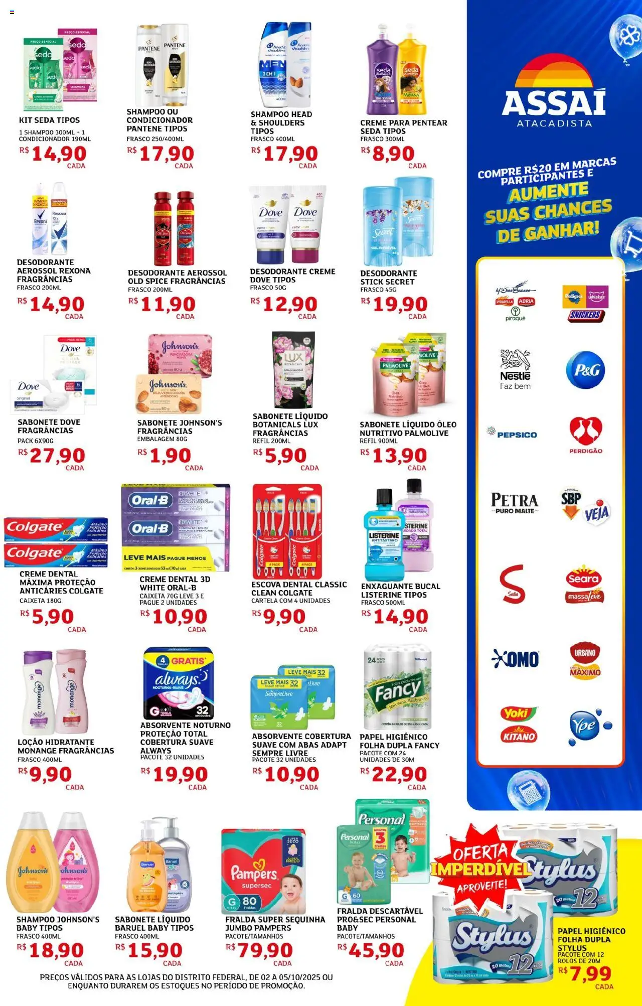 Assaí Atacadista Folheto - válido de 02.10.2025 | Página: 7 | Produtos: Creme, Sabonete, Fraldas, Papel higiênico