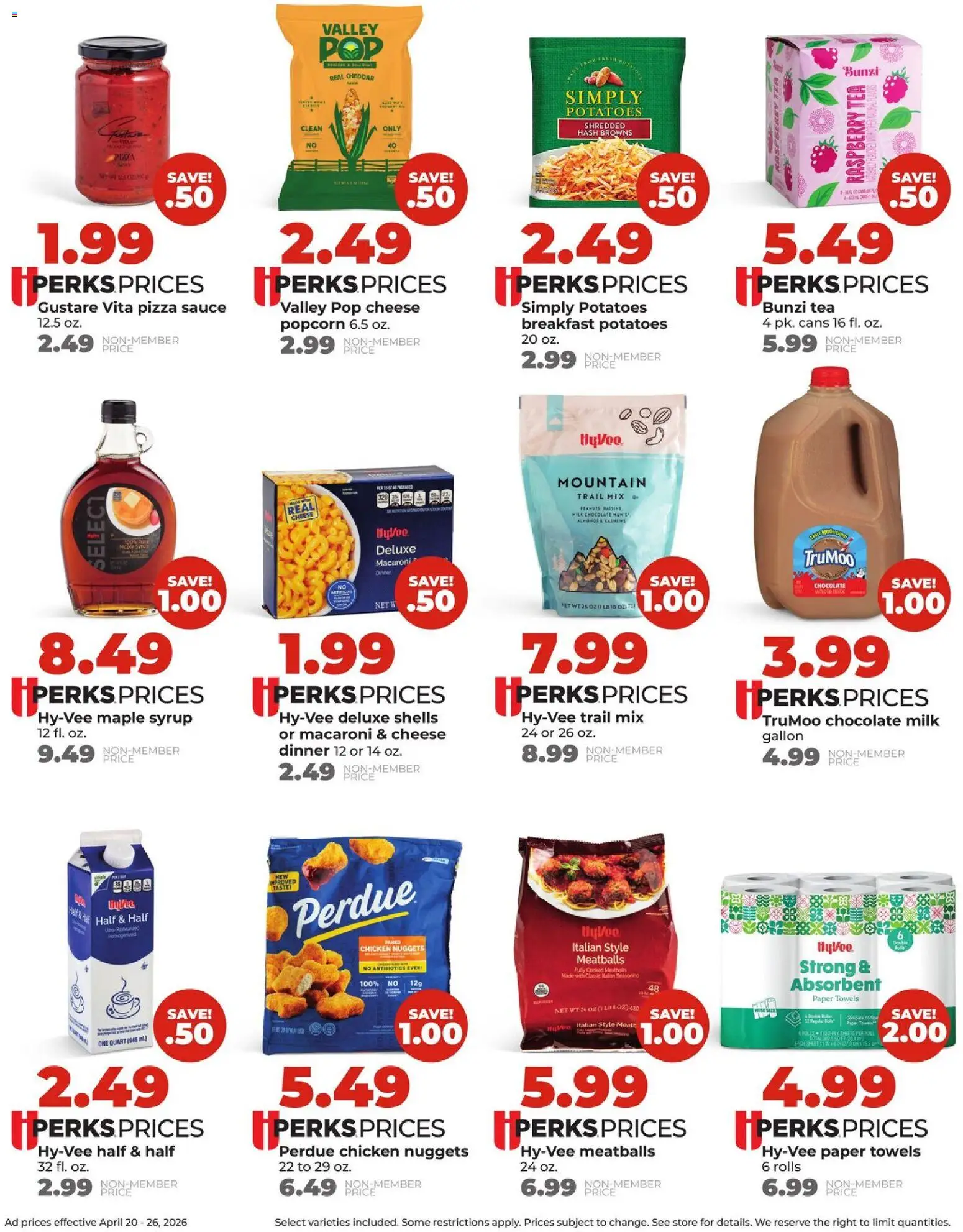 HyVee Weekly Ad - valid from 20.04.2026 | Page: 6 | Products: Milk, Tea, Potatoes, Sauce