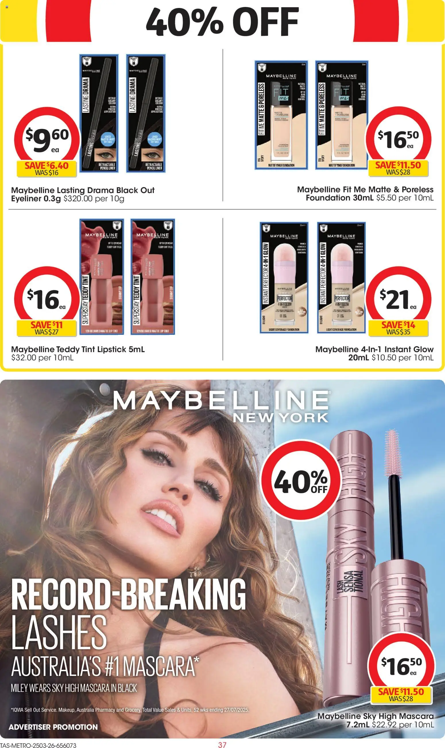Coles catalogue - valid from 25.03.2026 | Page: 37 | Products: Light, Mascara, Eyeliner, Lip tint