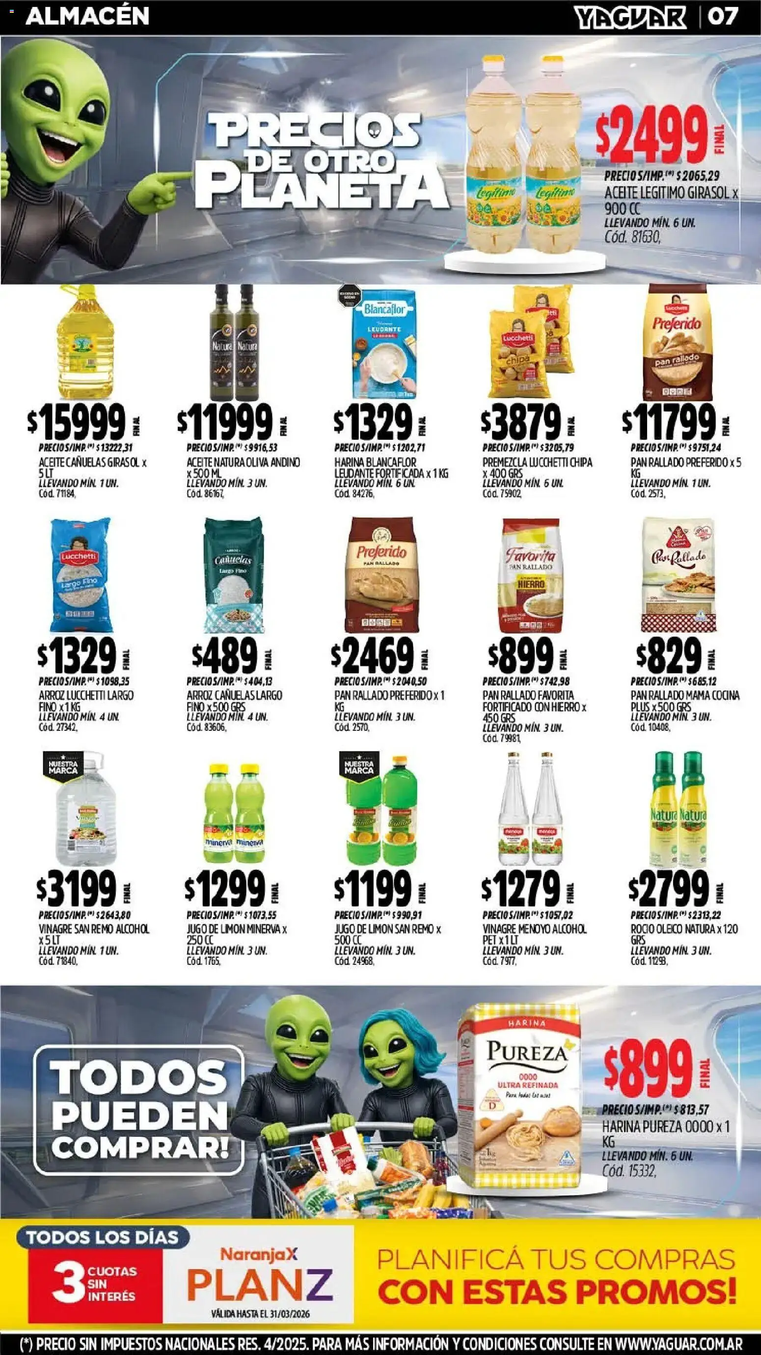 Yaguar - Oferta Semanal Mar del Plata │ válido desde el 02.03.2026 | Página: 7 | Productos: Aceite, Vinagre, Jugo, Pan rallado