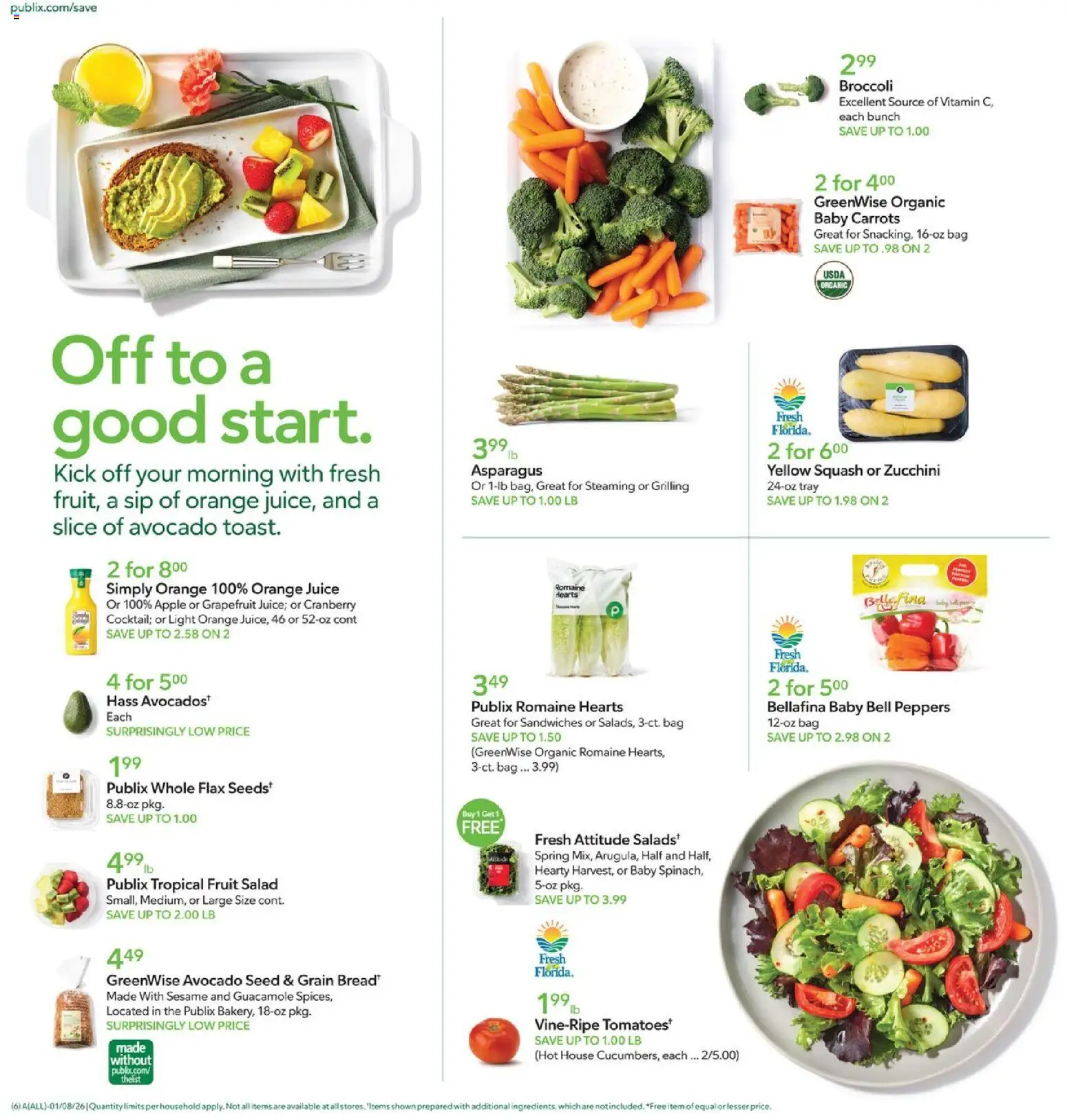 Publix Weekly Ad - valid from 07.01.2026 | Page: 6 | Products: Vitamin, Broccoli, Avocado, Bag