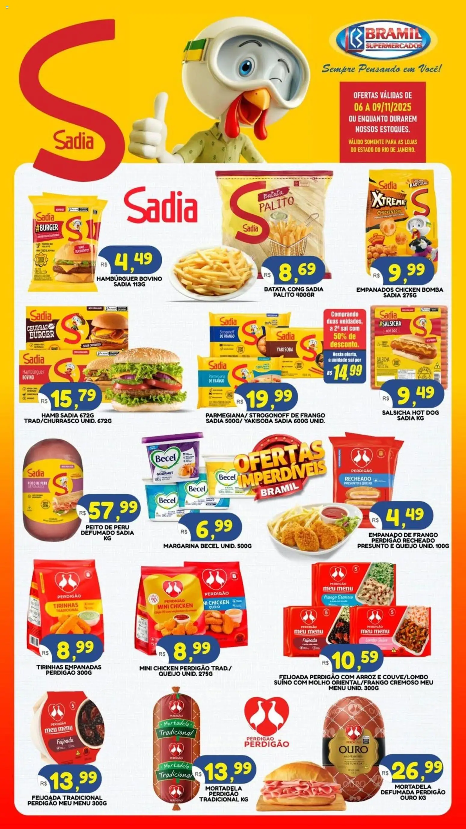 Bramil Supermercados Folheto - válido de 06.11.2025 | Página: 1 | Produtos: Queijo, Arroz, Hambúrguer, Batata